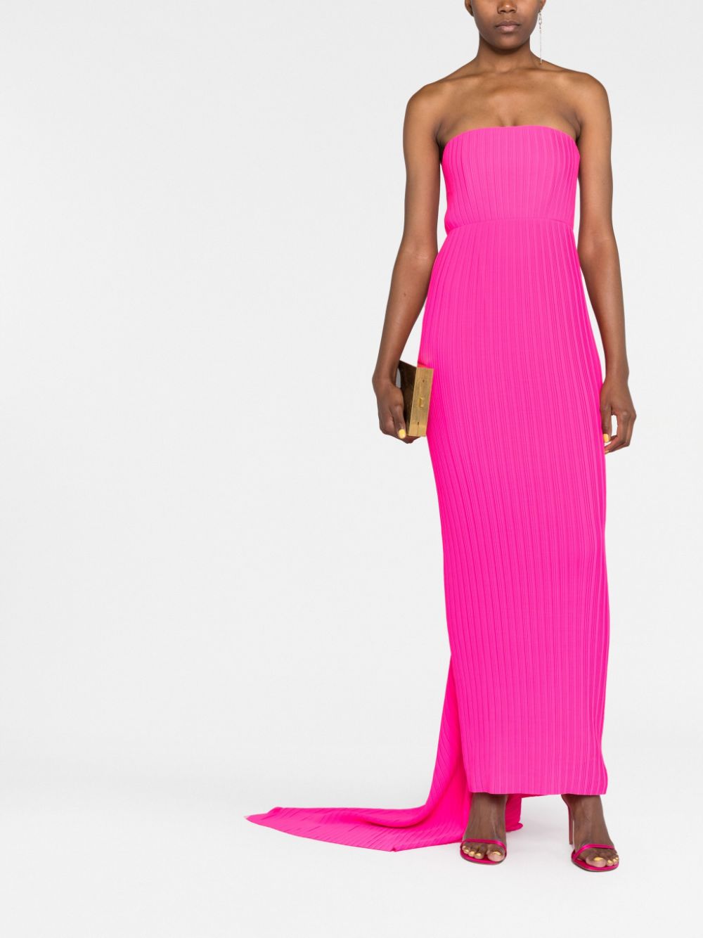 Shop Solace London Pleated Strapless Dress In Rosa