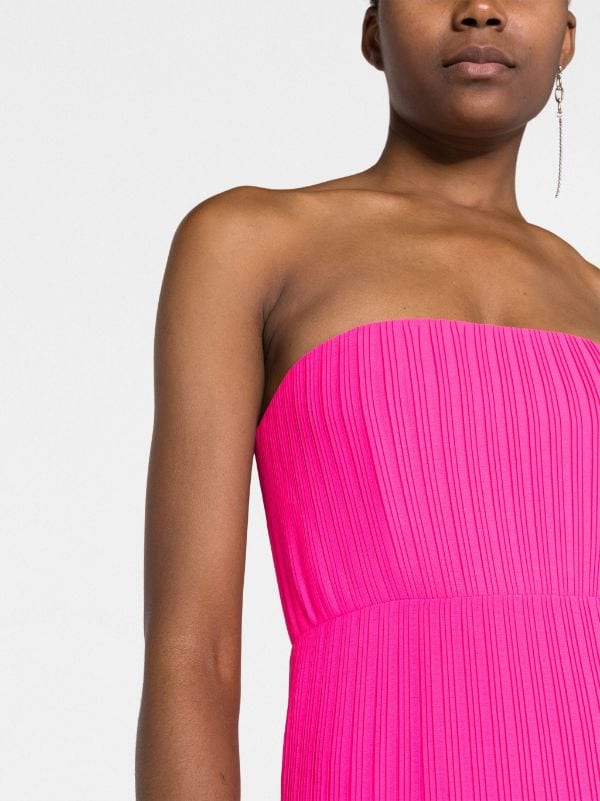 By Together Pleated Strapless Midi Dress in Black Stripe – Pink Saloon