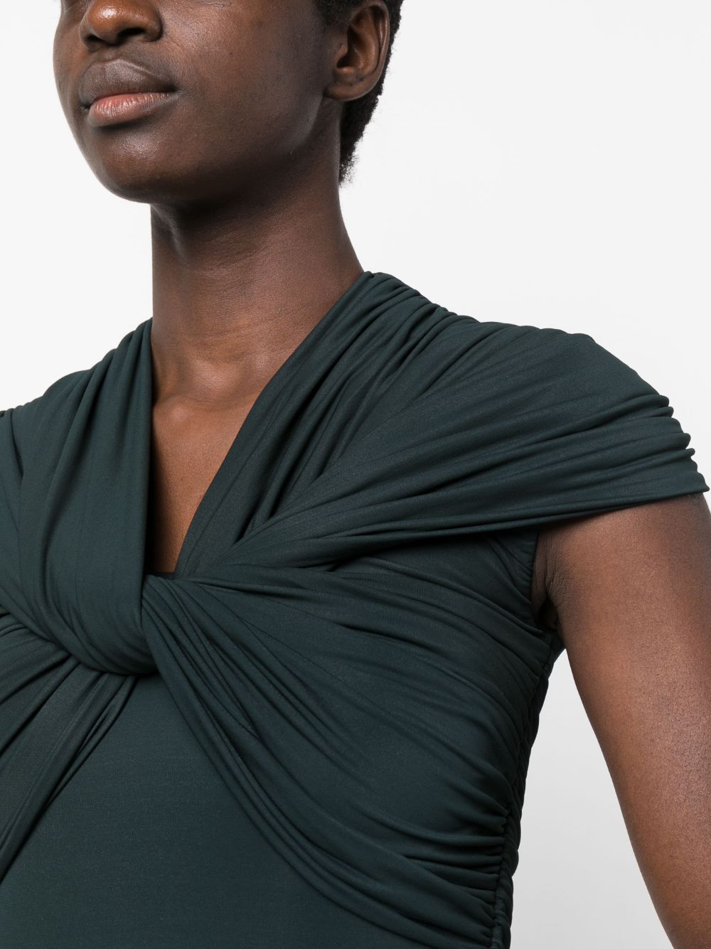 Shop Tove Twist-detail Short-sleeve Dress In Green