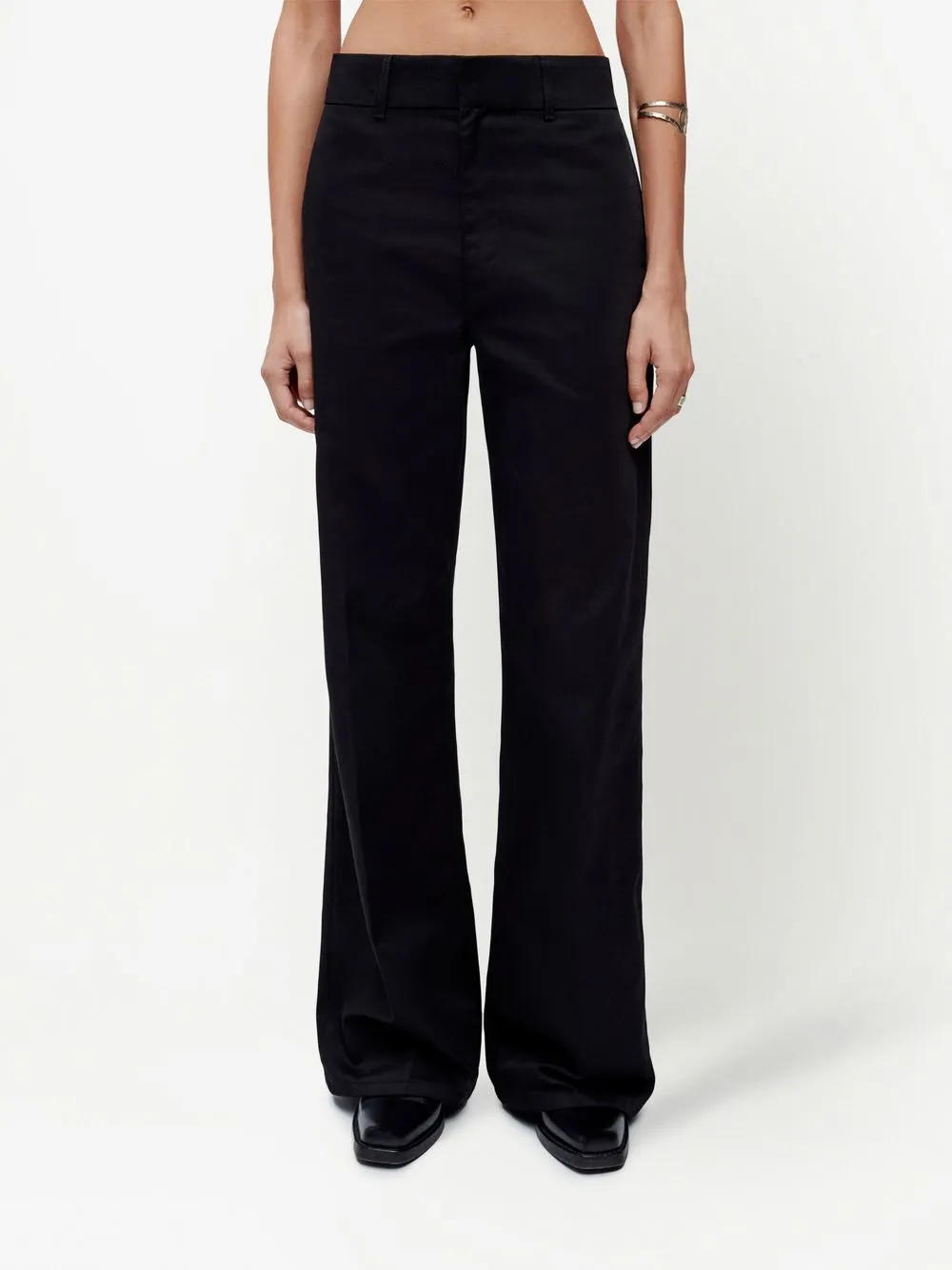 Shop Re/done Wide Leg Low-rise Trousers In Black