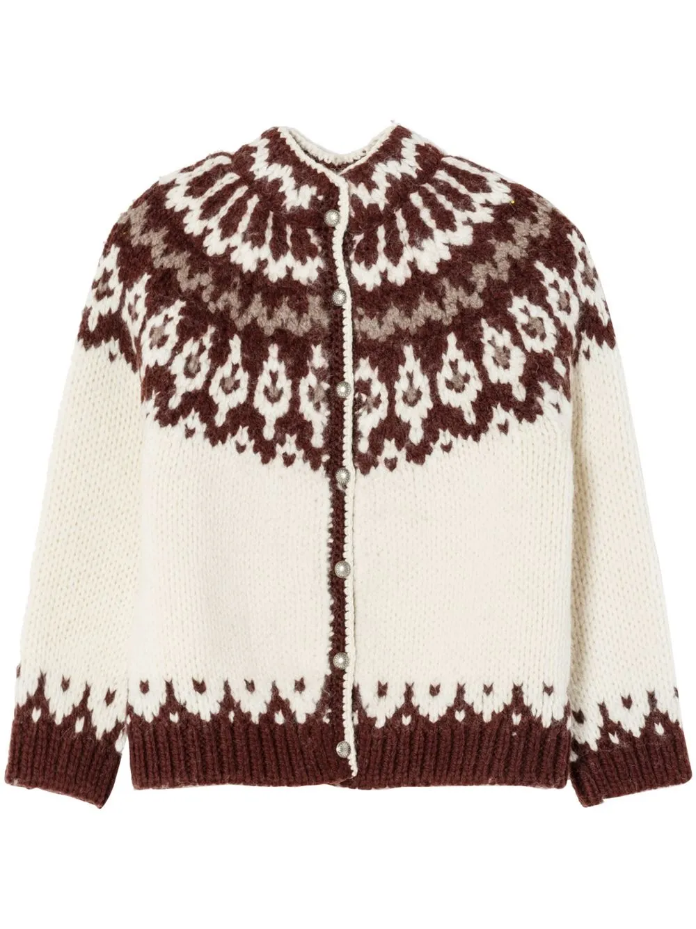 

RE/DONE fair isle high neck cardigan - White