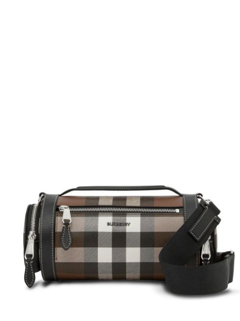 Burberry Exaggerated Check-print leather messenger bag