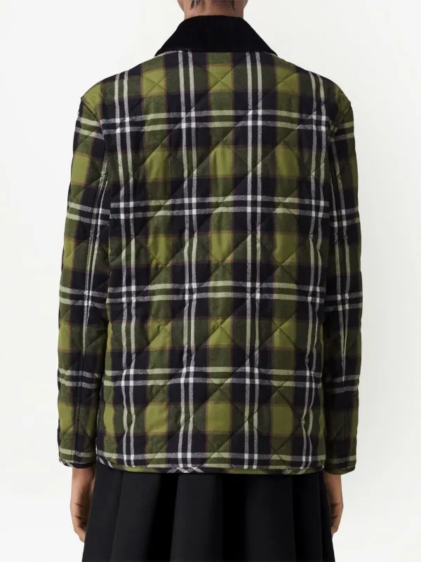 Burberry check print Quilted Jacket Green FARFETCH PT