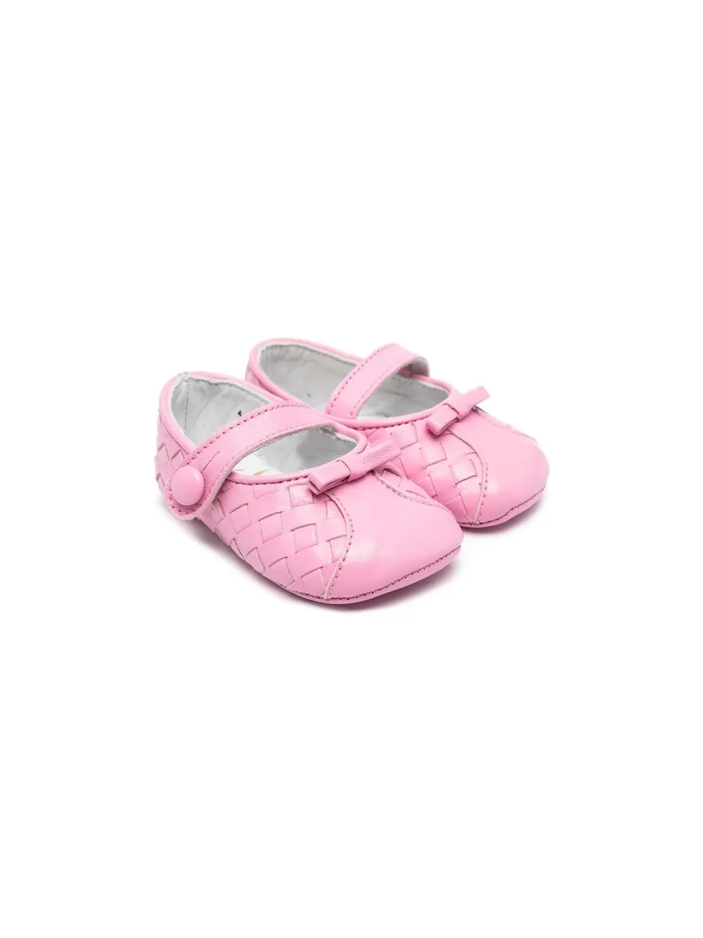 Gallucci Babies' Interwoven Leather Ballerina Shoes In Pink