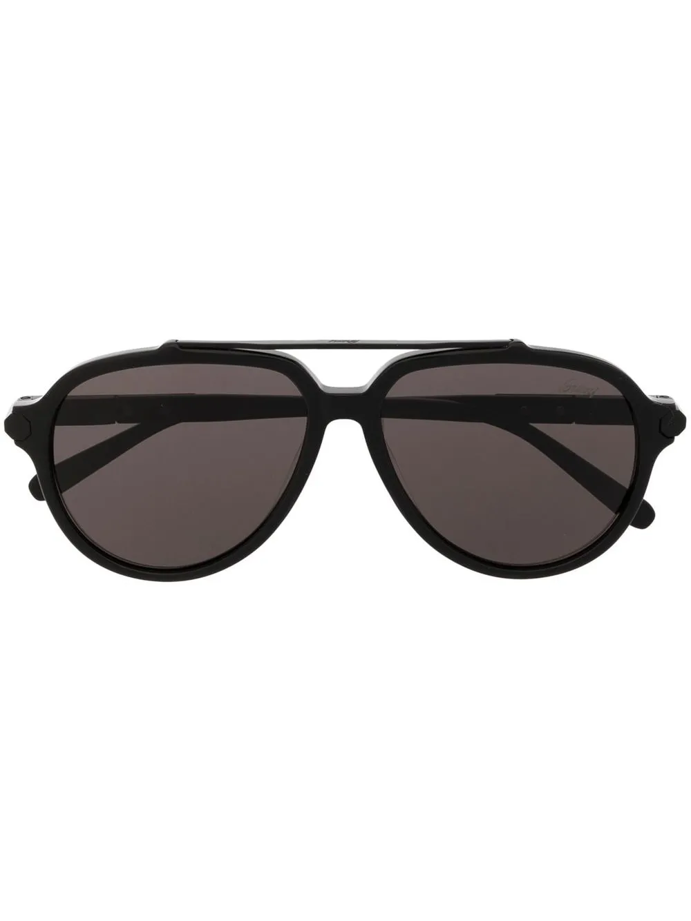 

Brioni logo-engraved pilot-frame sunglasses - Black