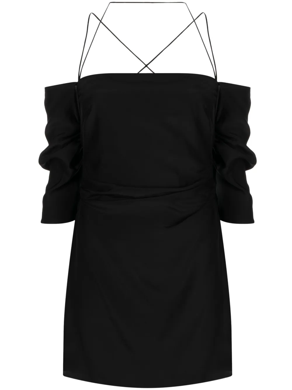 Shop Gauge81 Samaca Off-shoulder Silk Minidress In Black