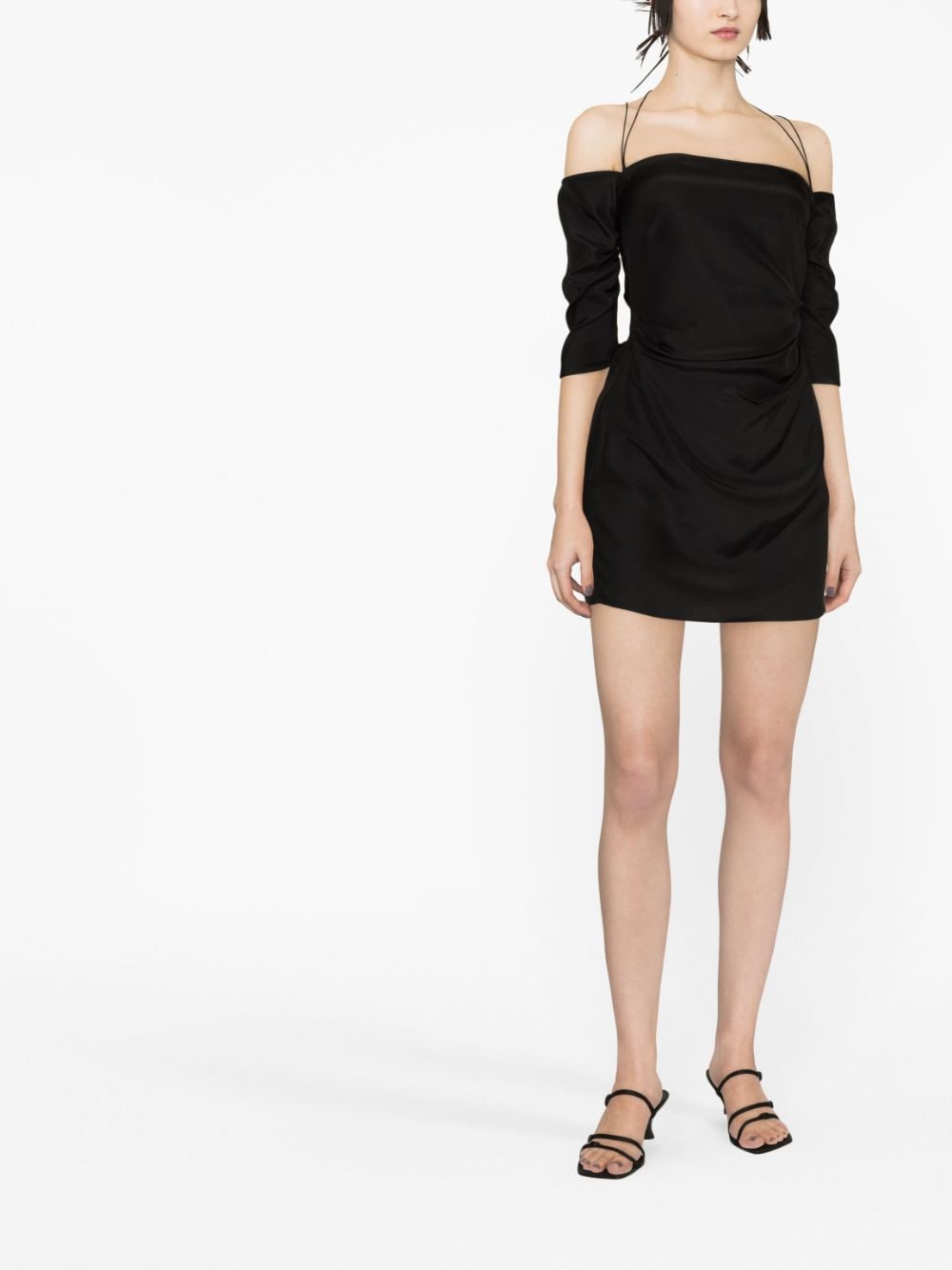 Shop Gauge81 Samaca Off-shoulder Silk Minidress In Black