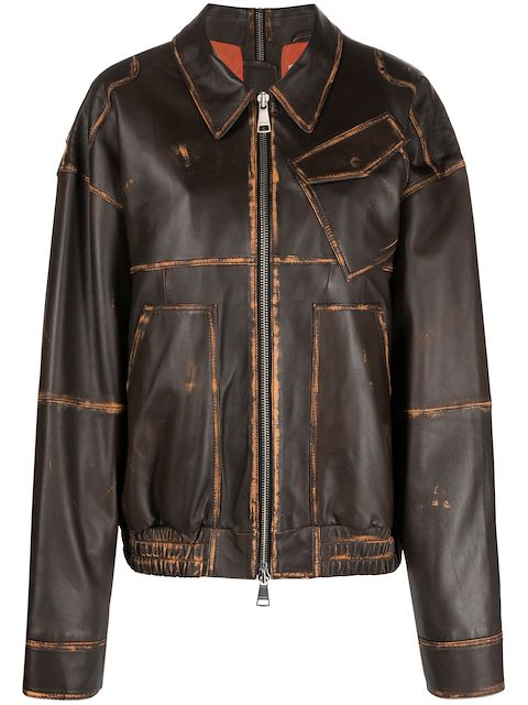 (di)vision  panelled leather bomber jacket