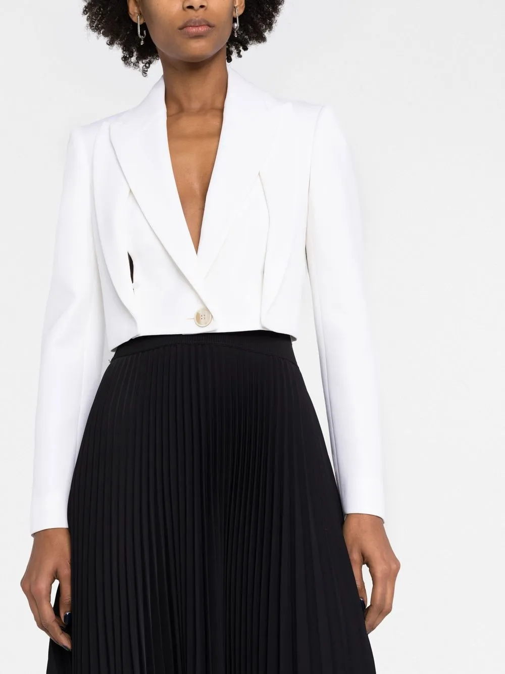 Shop Alexander Mcqueen Cropped Wool Blazer In White