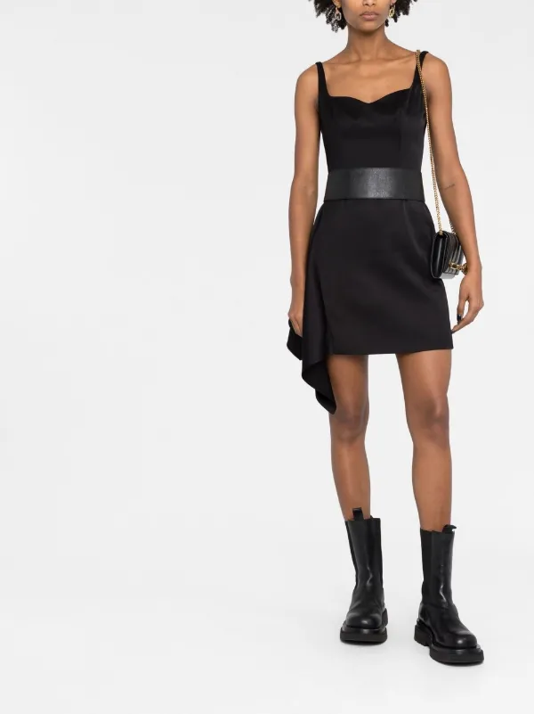 【送料&関税込】Alexander McQueen Dress Day Alexander McQueen sweetheart-neck Belted Dress | Black