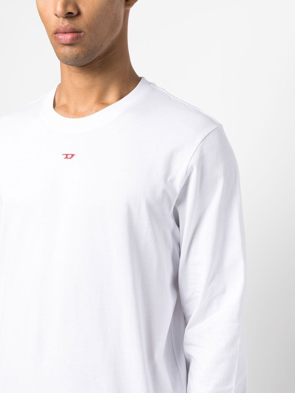 Shop Diesel Logo-patch Long-sleeved T-shirt In White