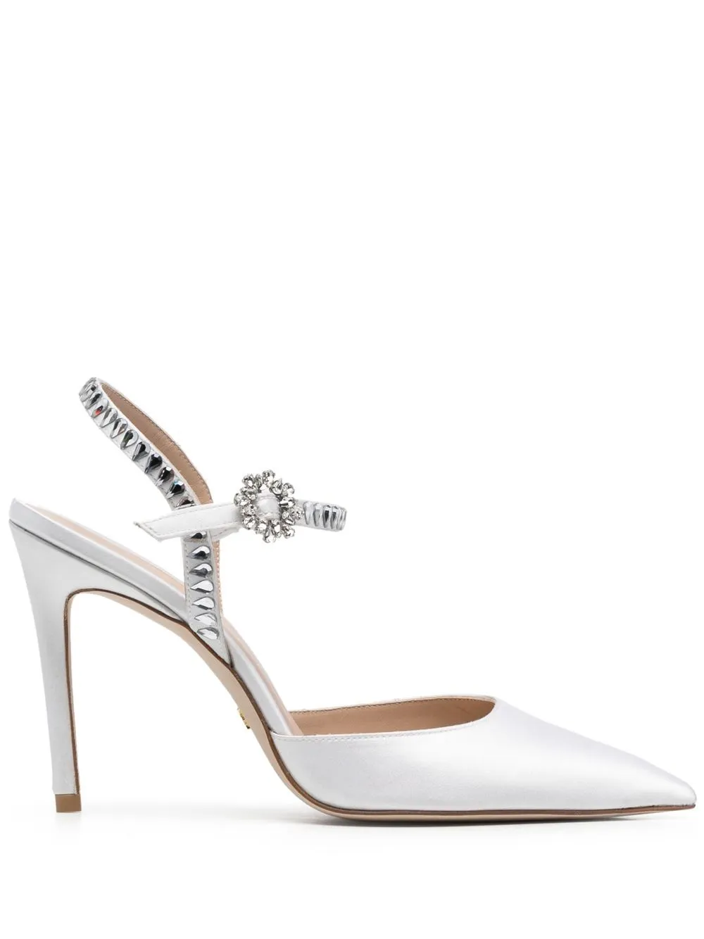 

Stuart Weitzman crystal-embellished 110mm satin pump - White