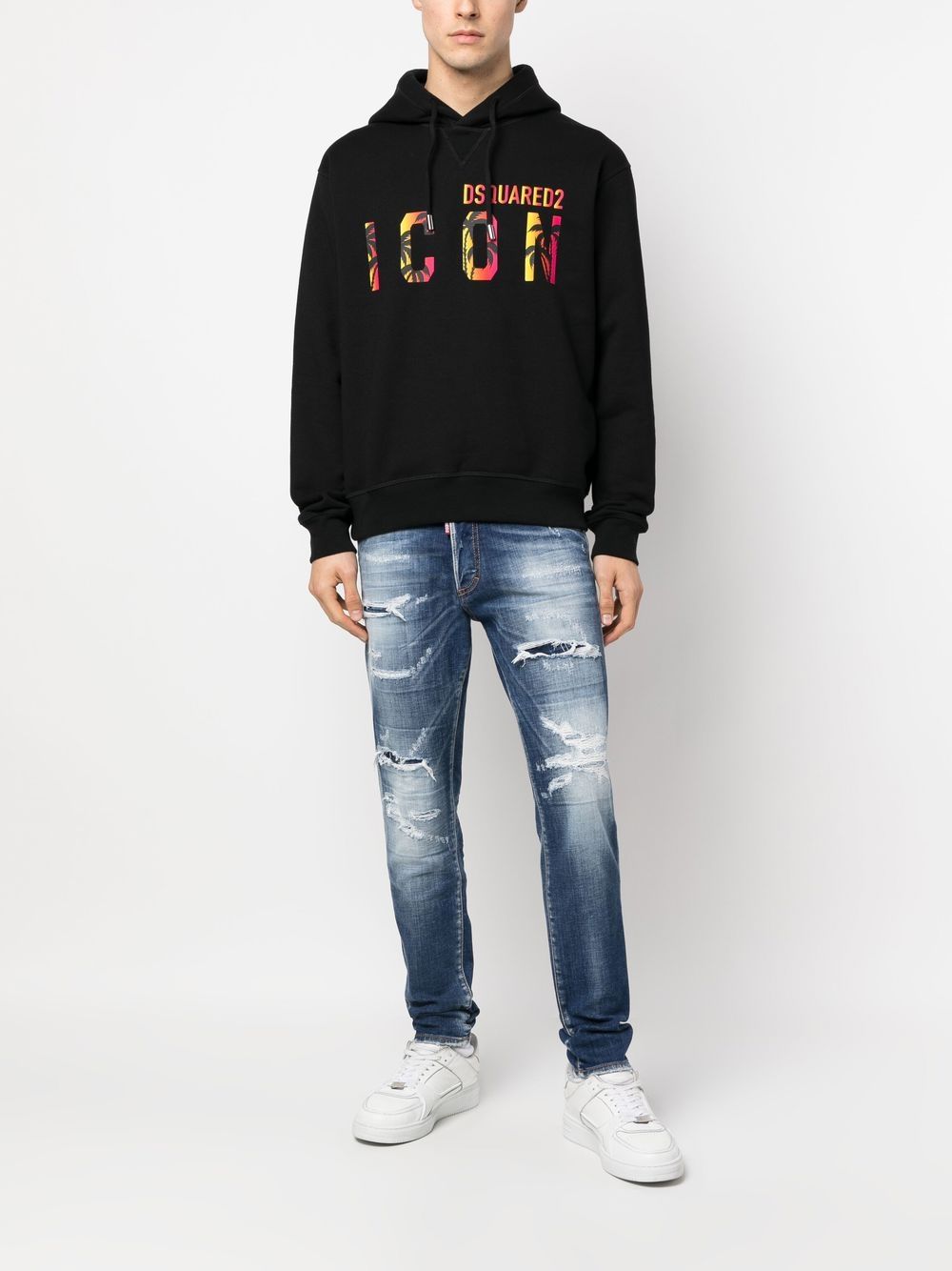 Shop Dsquared2 Icon-print Hooded Sweatshirt In Black