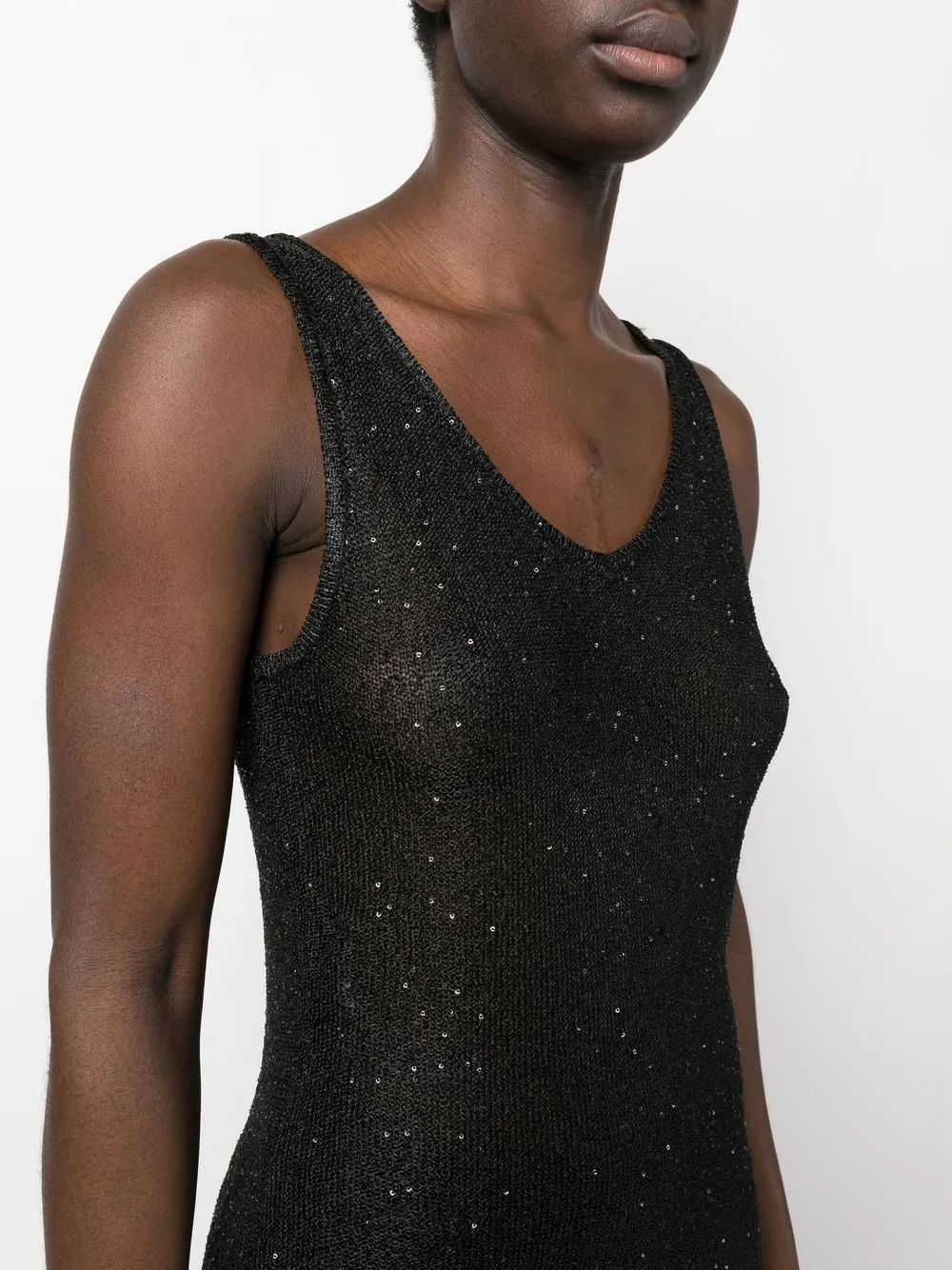 Shop Remain Sequin-detail Transparent-effect Top In Black