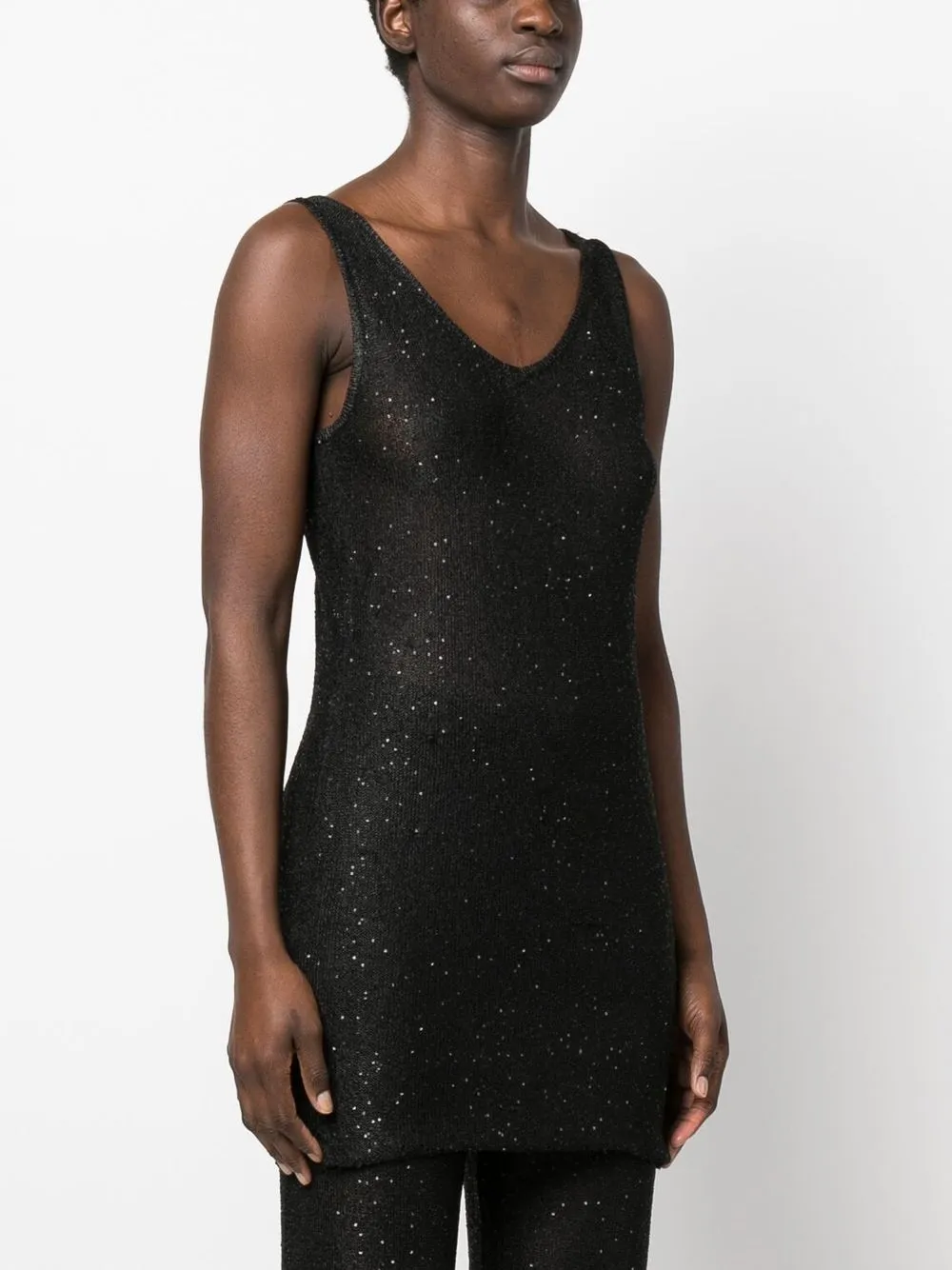 Shop Remain Sequin-detail Transparent-effect Top In Black