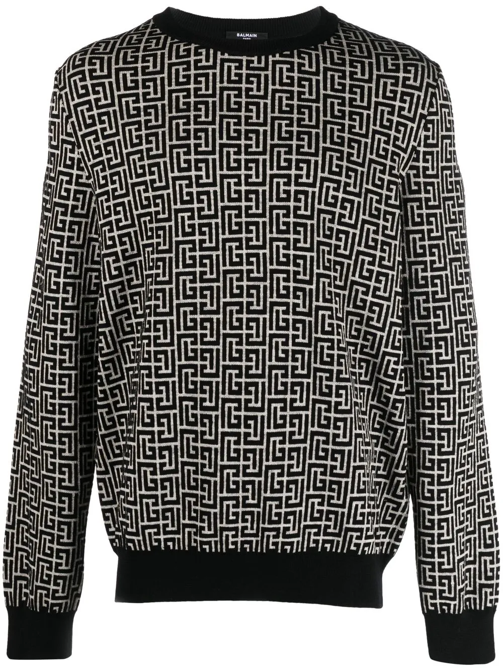 

Balmain monogram-jacquard knitted jumper - Black