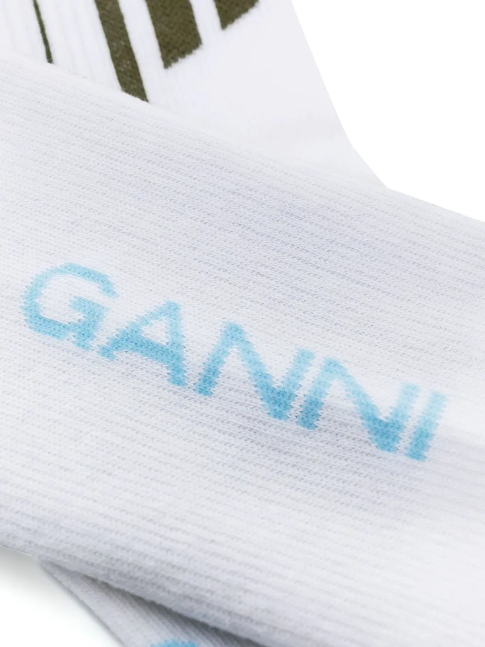 Image 2 of GANNI striped intarsia-logo socks