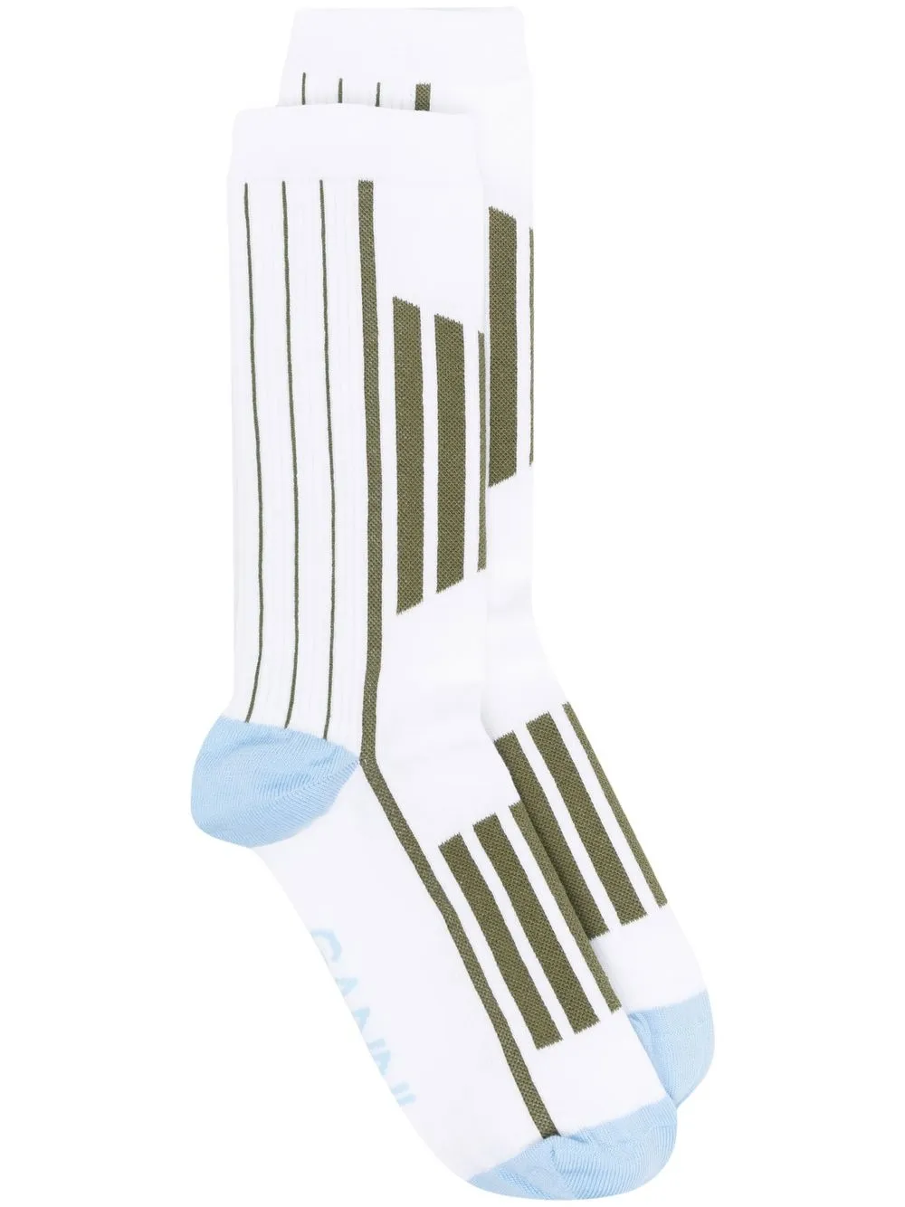 Image 1 of GANNI striped intarsia-logo socks