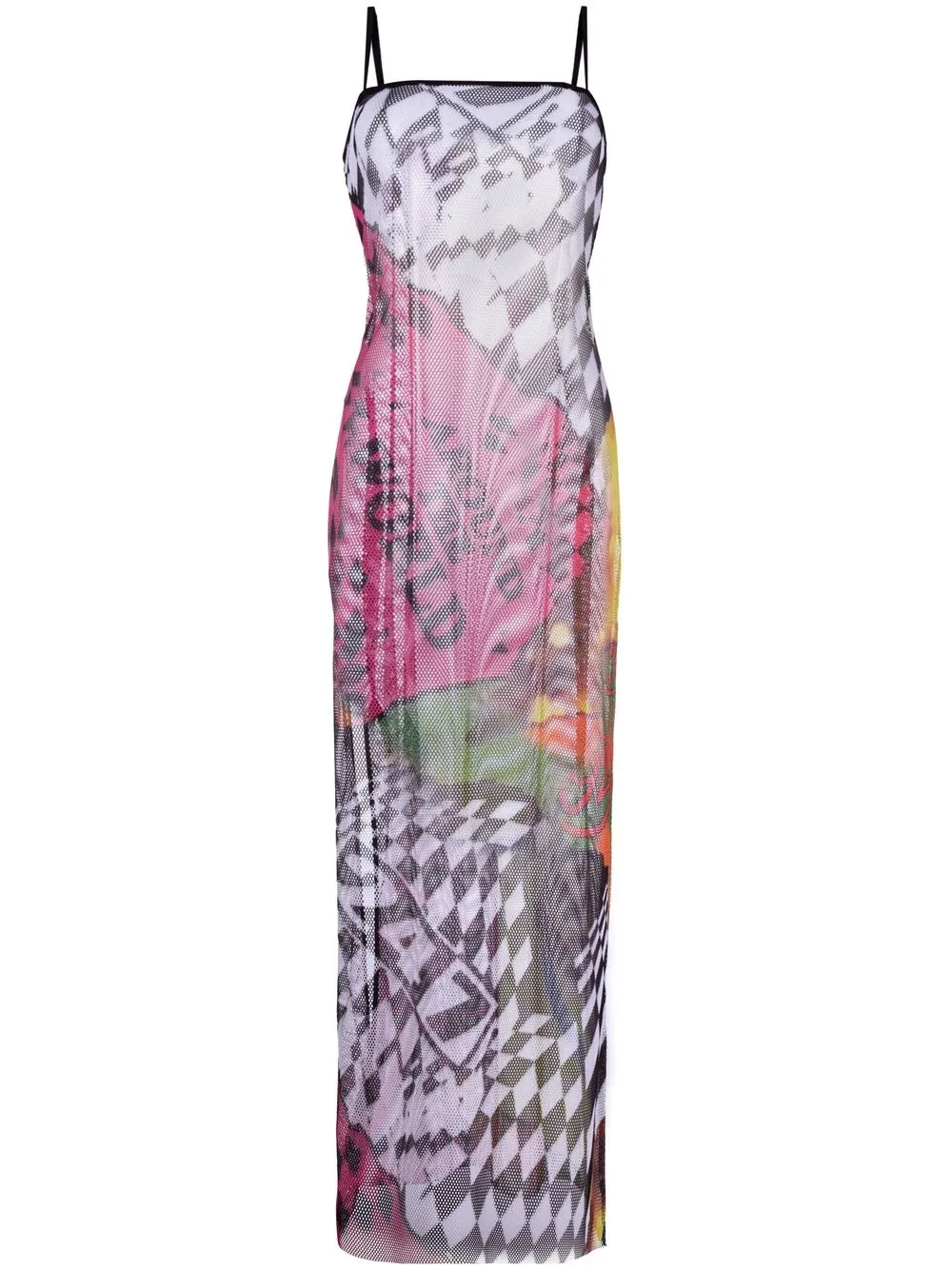 

Rave Review graphic-print mesh dress - White