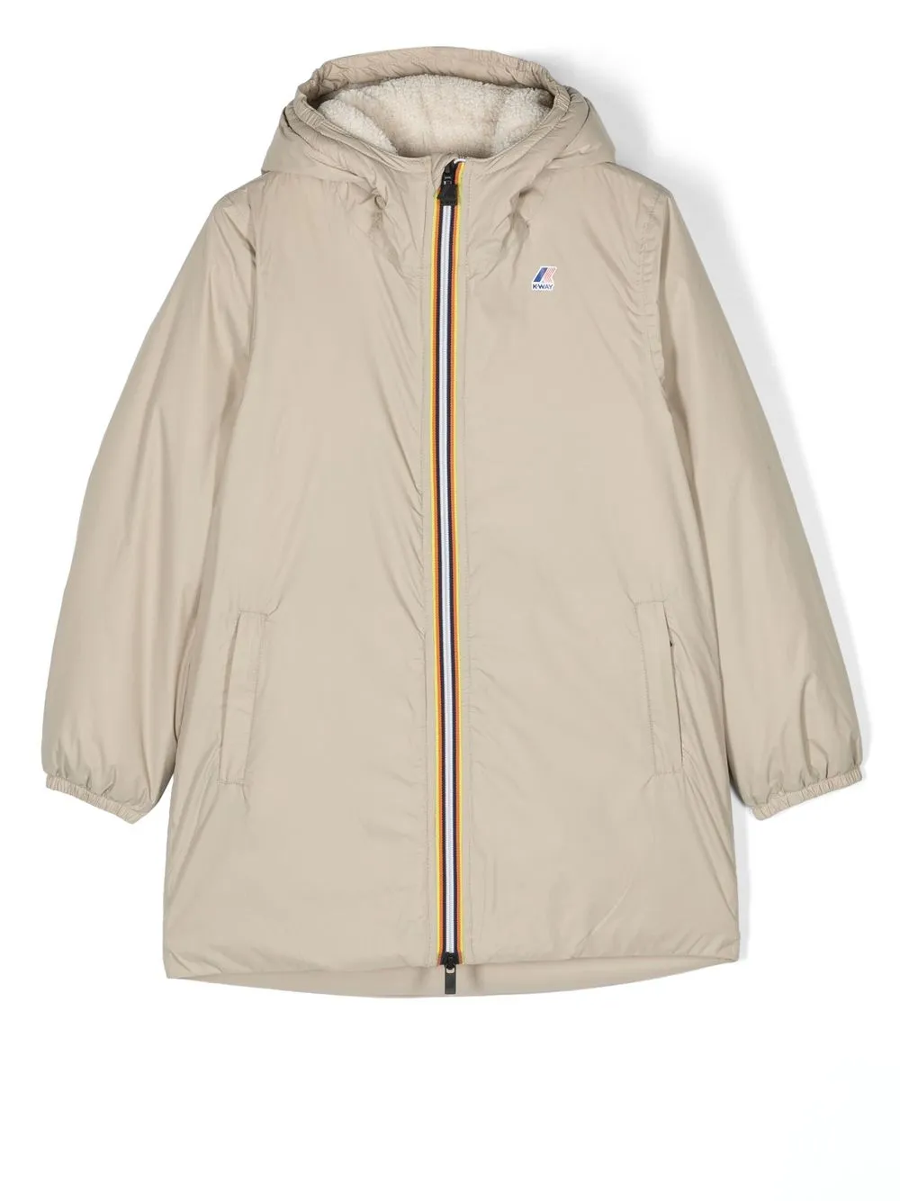 

K Way Kids logo-print hooded jacket - Neutrals