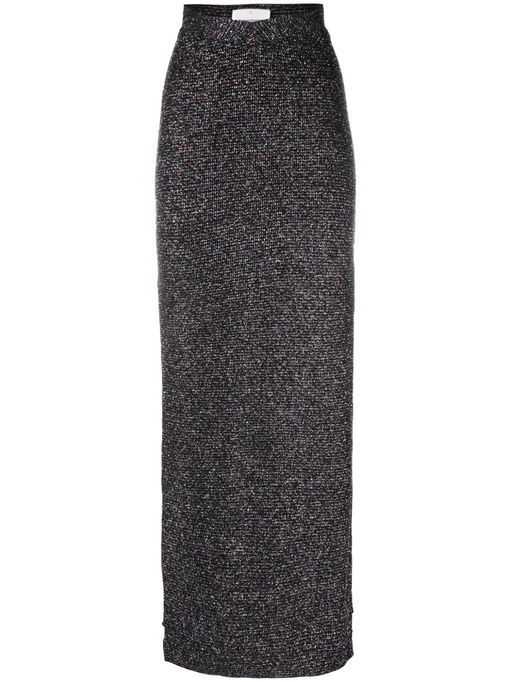 Lama Jouni metallic side-slit maxi skirt
