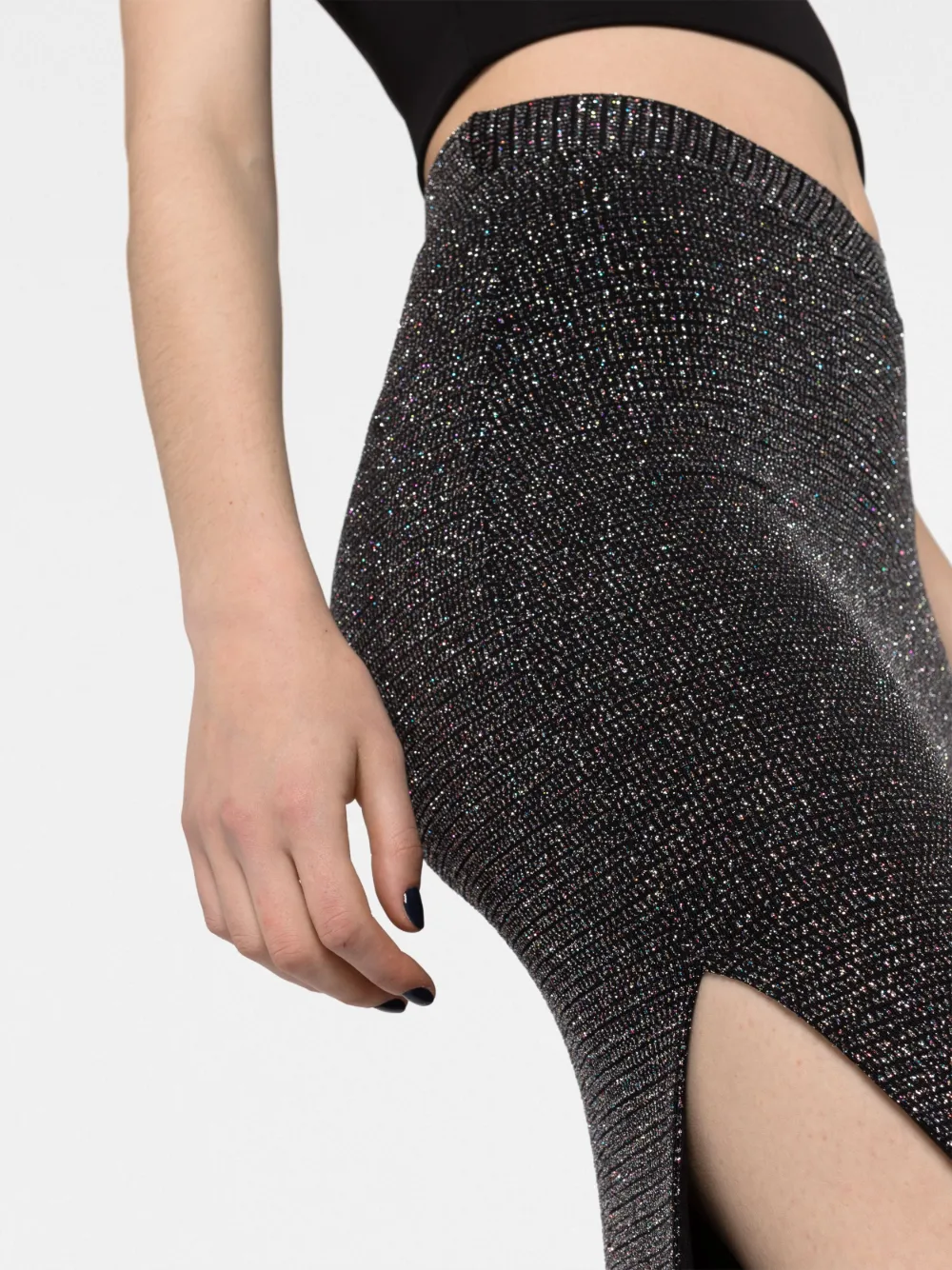 Lama Jouni Metallic side-slit Maxi Skirt - Farfetch