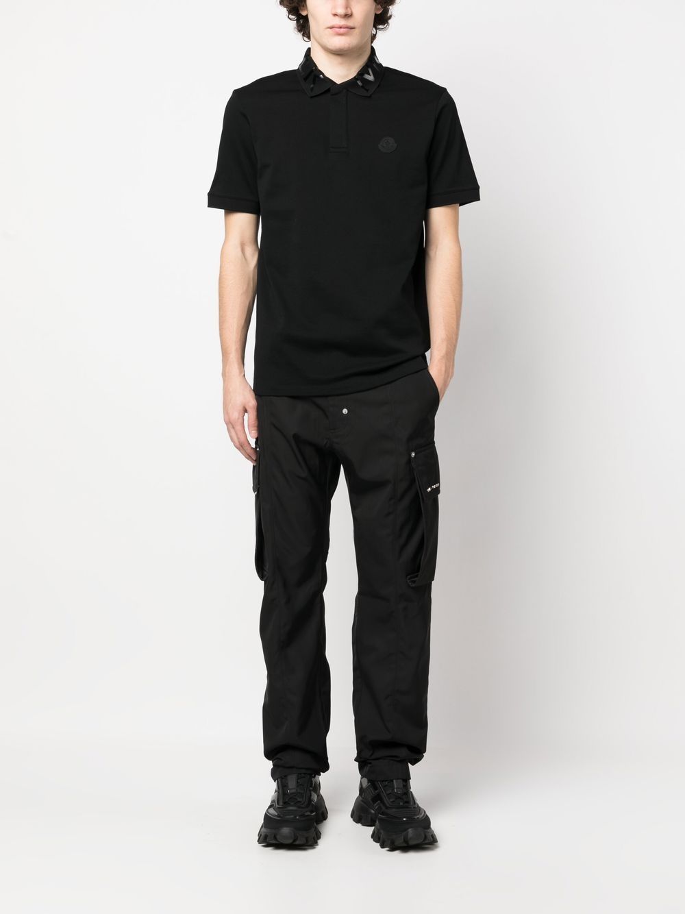 Moncler Poloshirt met logo kraag - Zwart