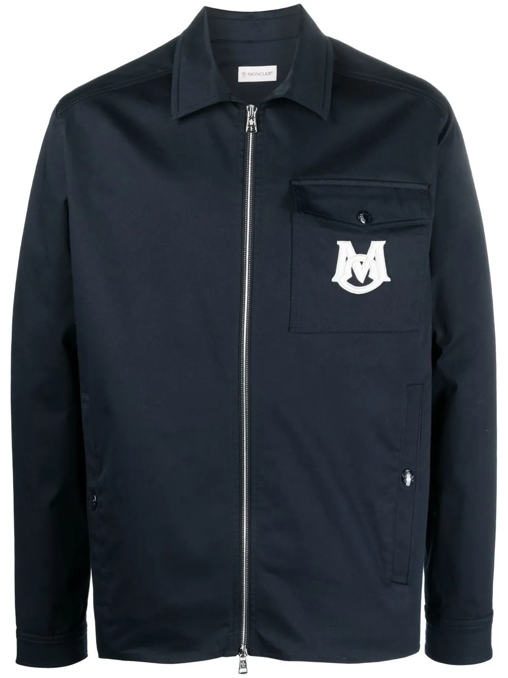 

Moncler monogram-embroidered shirt jacket - Blue