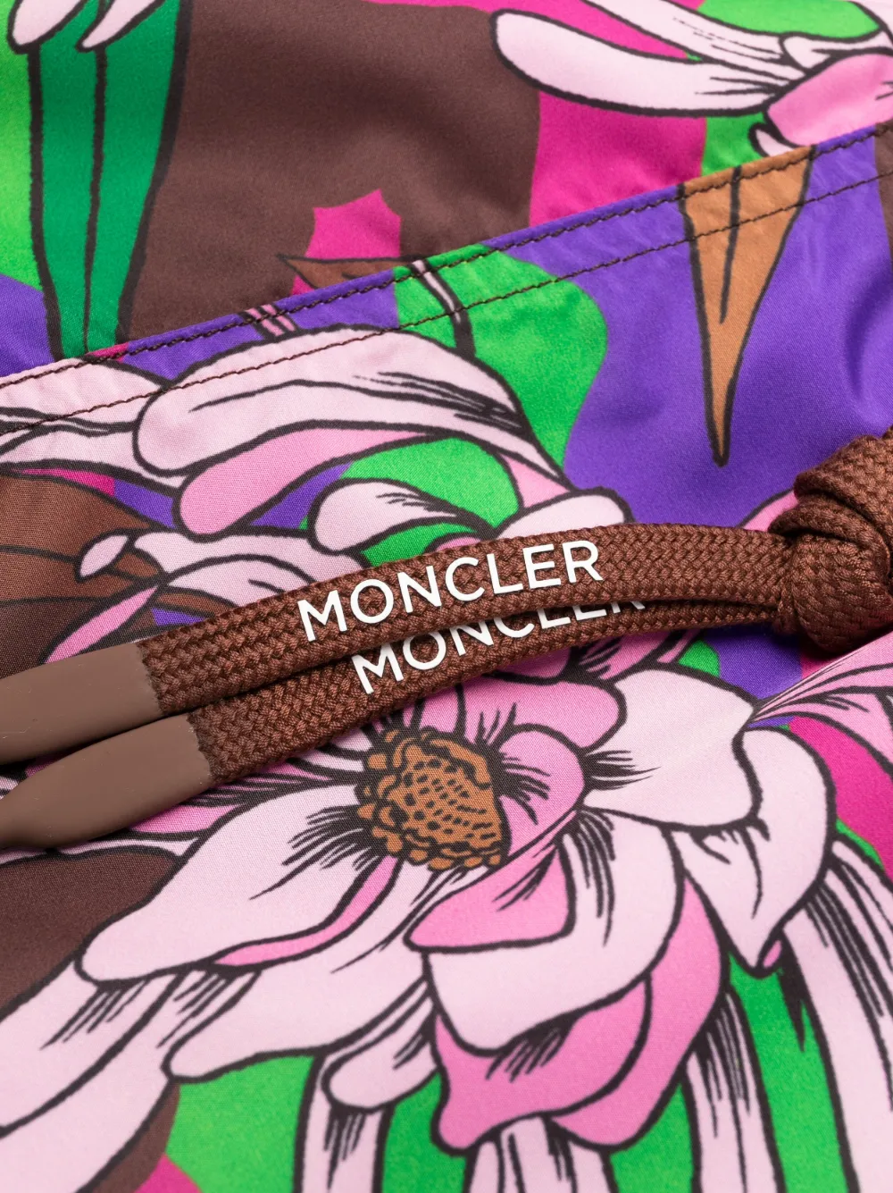Moncler Multicolor Printed Swim Shorts In Pink