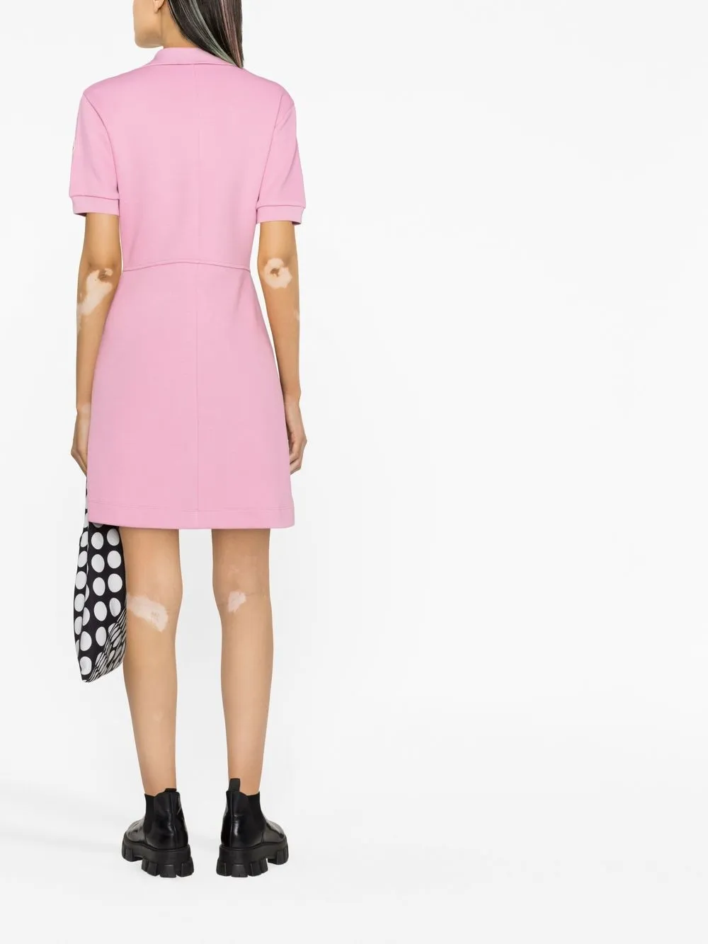 Shop Moncler Pink Zip Fastening Short Sleeve Mini Dress