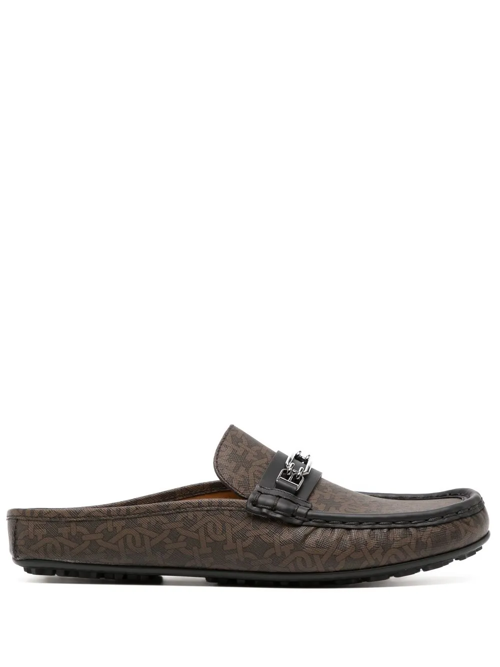 

Bally monogram-print almond toe loafers - Brown