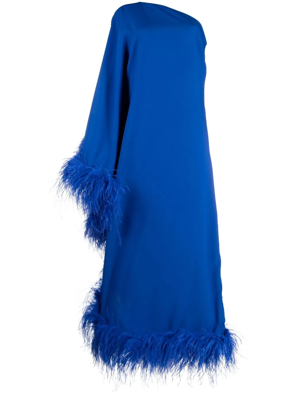 

Taller Marmo Ubud one-shoulder feather-trim gown - Blue