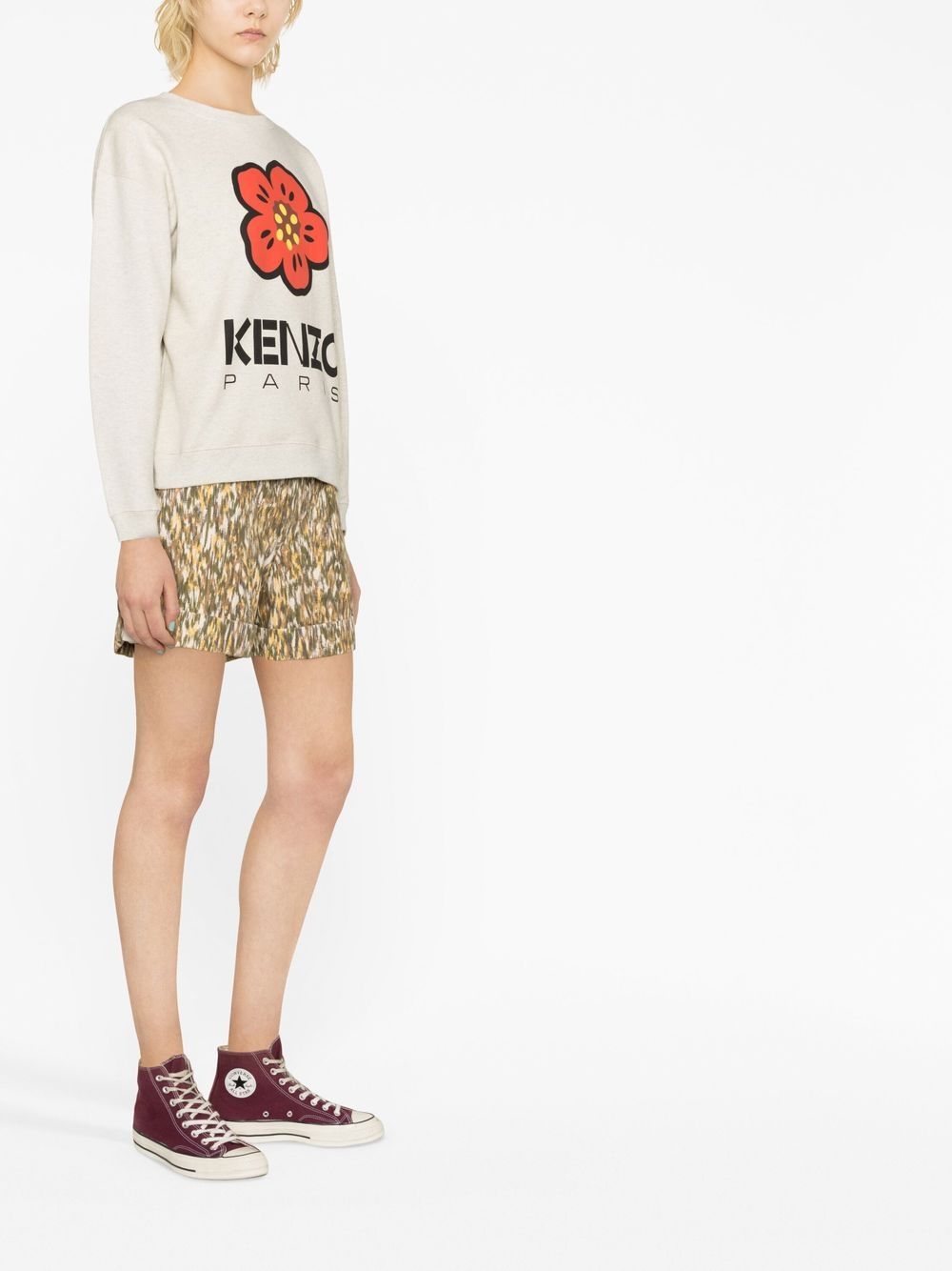 Shop Kenzo Logo-print Cotton Sweatshirt In Neutrals