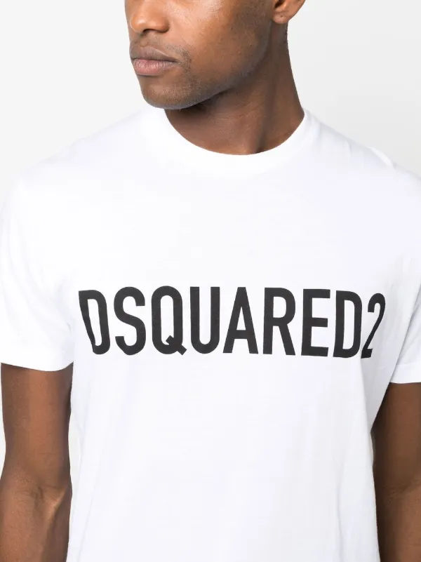 【関税&送料込】Dsquared2 White Cotton T-Shirt With Logo Dsquared2 - Logo cotton t-shirt White - The Corner