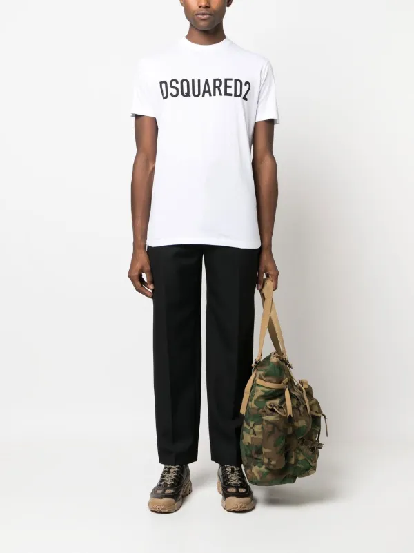 DSQUARED2 logo-print crew-neck T-shirt | White | FARFETCH