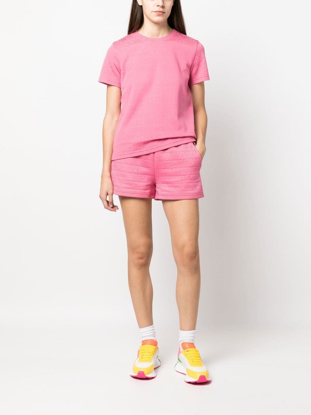 Moschino T-shirt met monogramprint - Roze