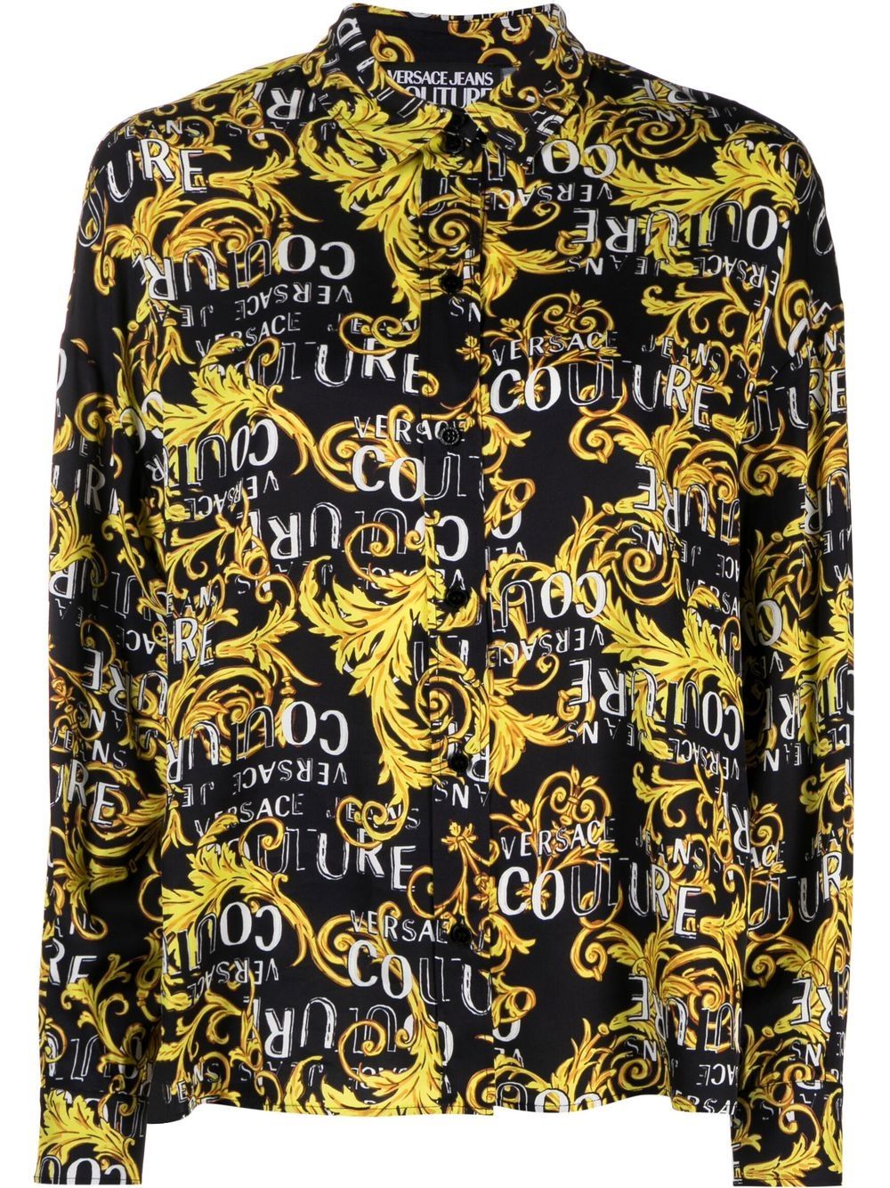 Versace Jeans Couture Baroque Logo-print Shirt In Black