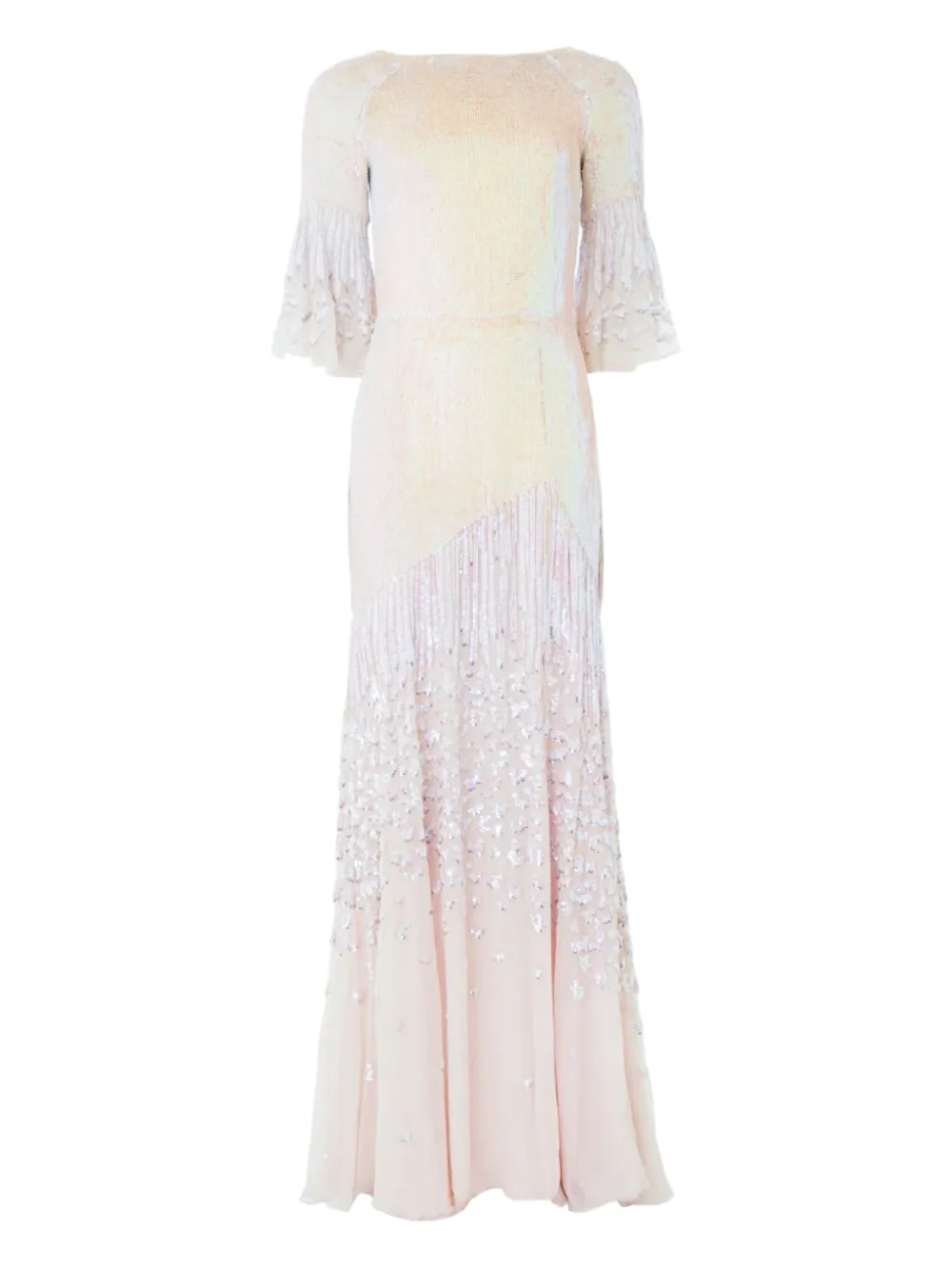 Temperley London Avondjurk met franje en kralen Paars