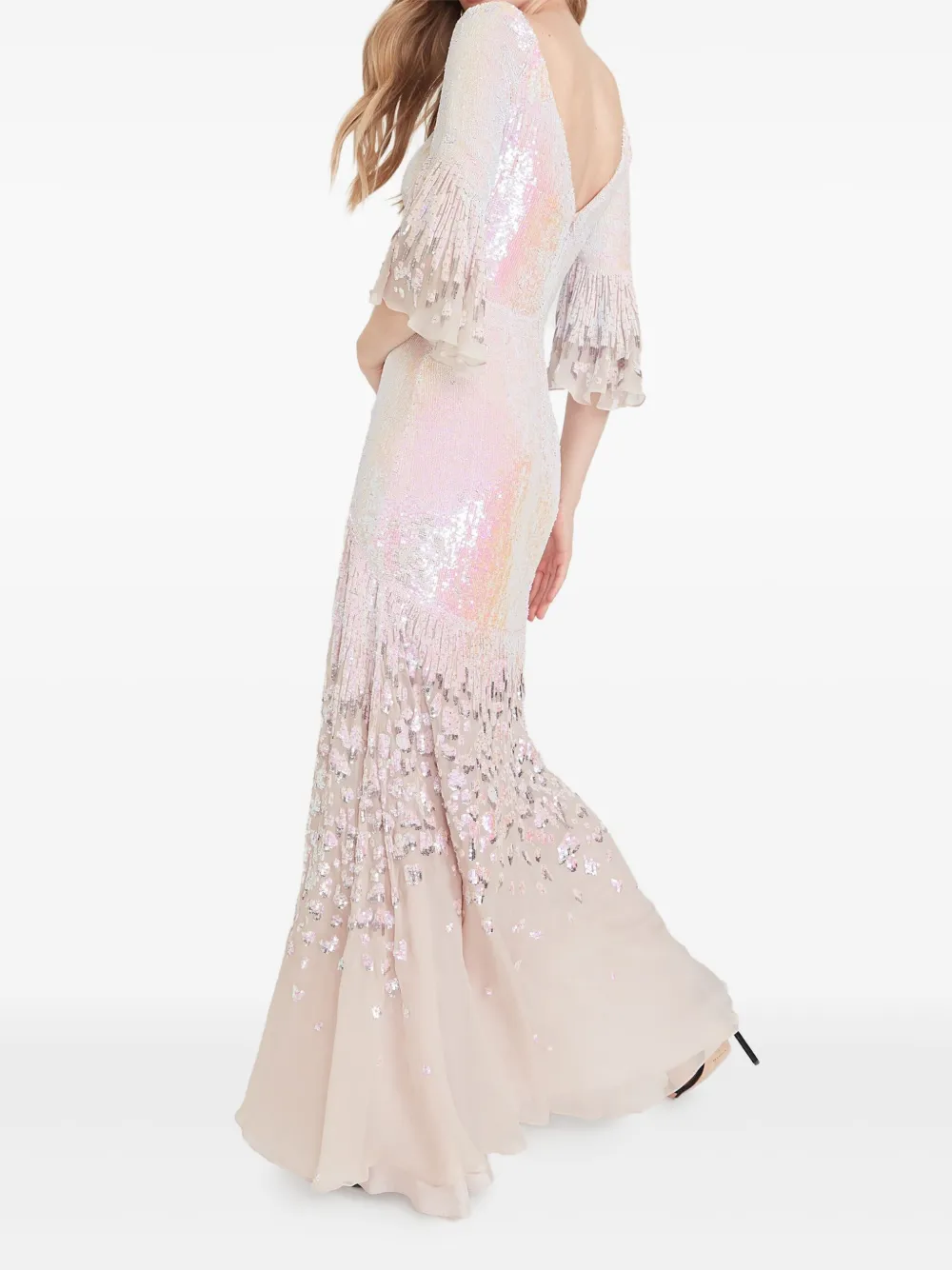 Temperley London Avondjurk met franje en kralen Paars