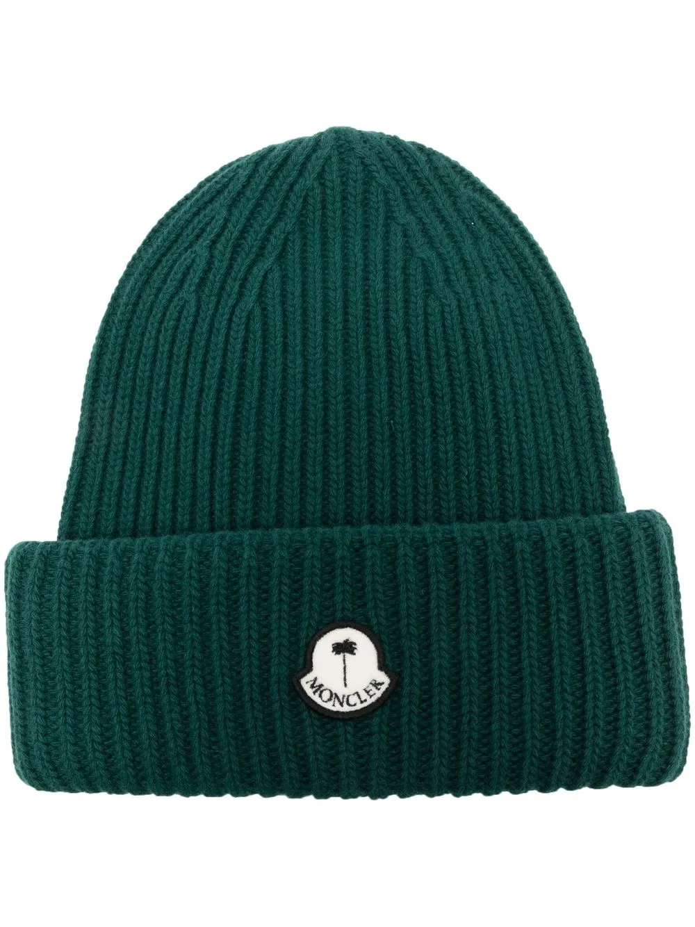 

Palm Angels x Moncler logo-patch wool beanie - Green