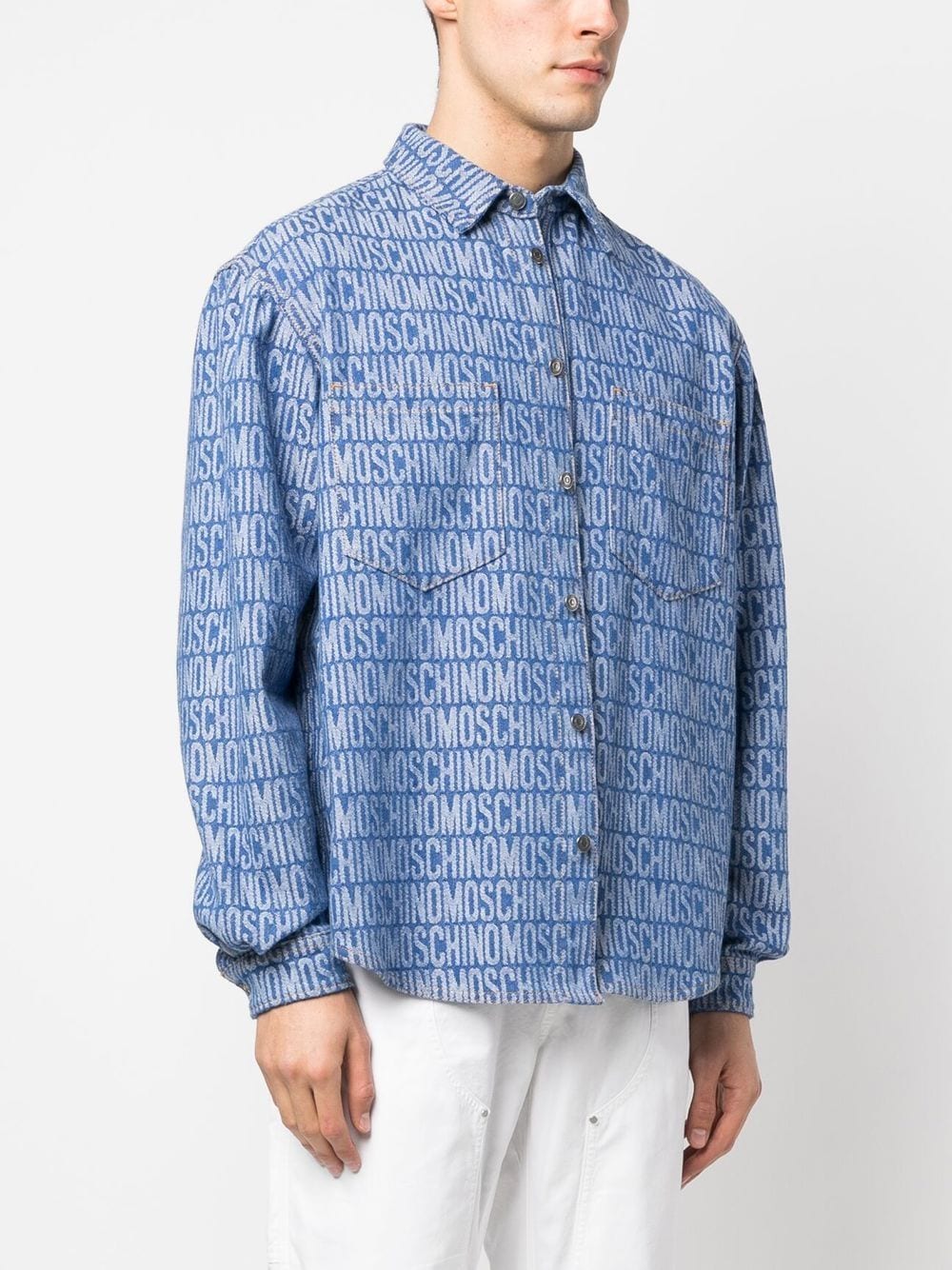 Moschino Blue Jacquard Denim Shirt Moschino