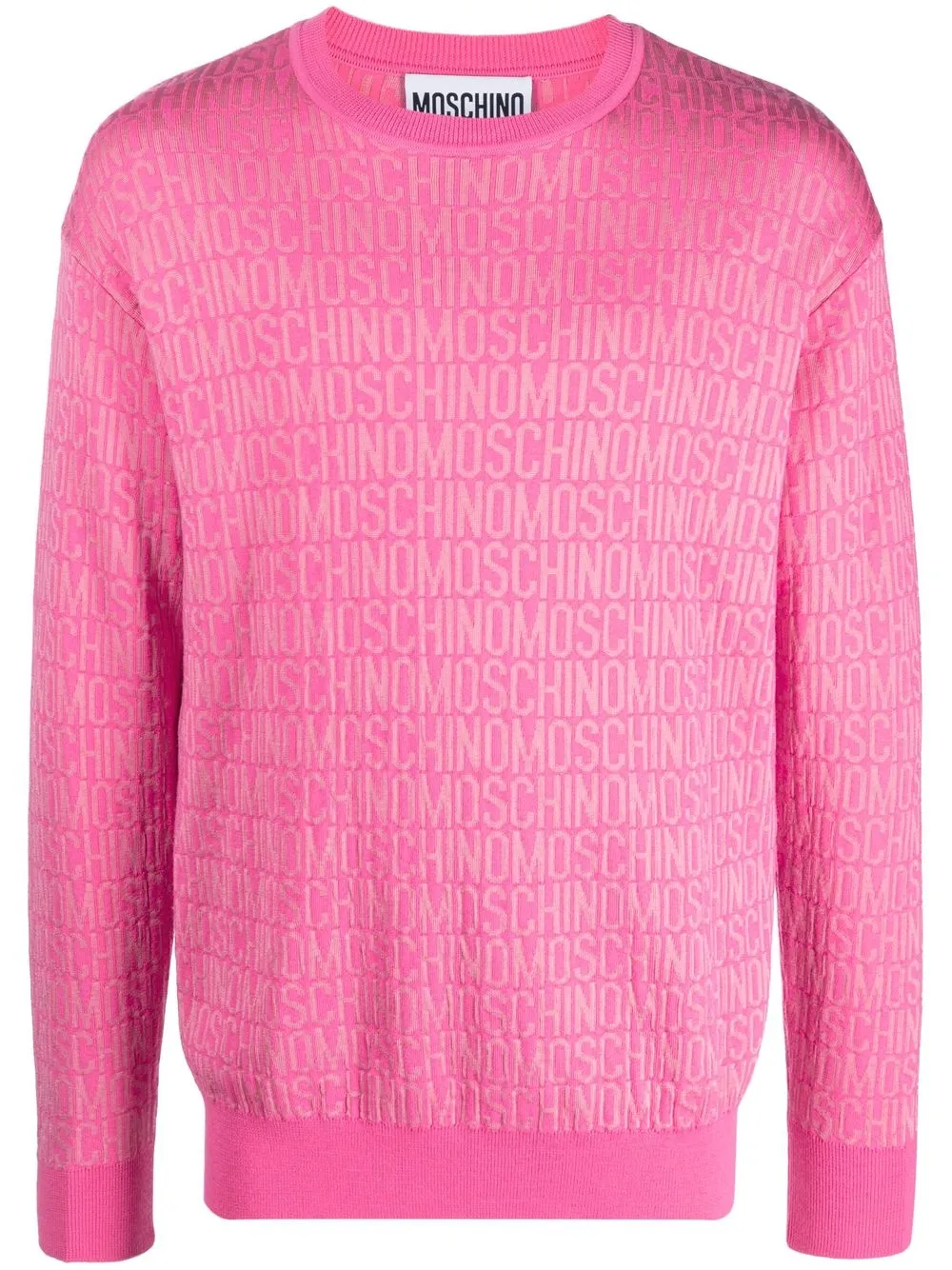 Moschino All-over Logo Knit Jumper In Pink