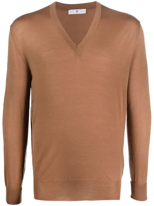 Pull en maille à col v - PT Torino - Modalova