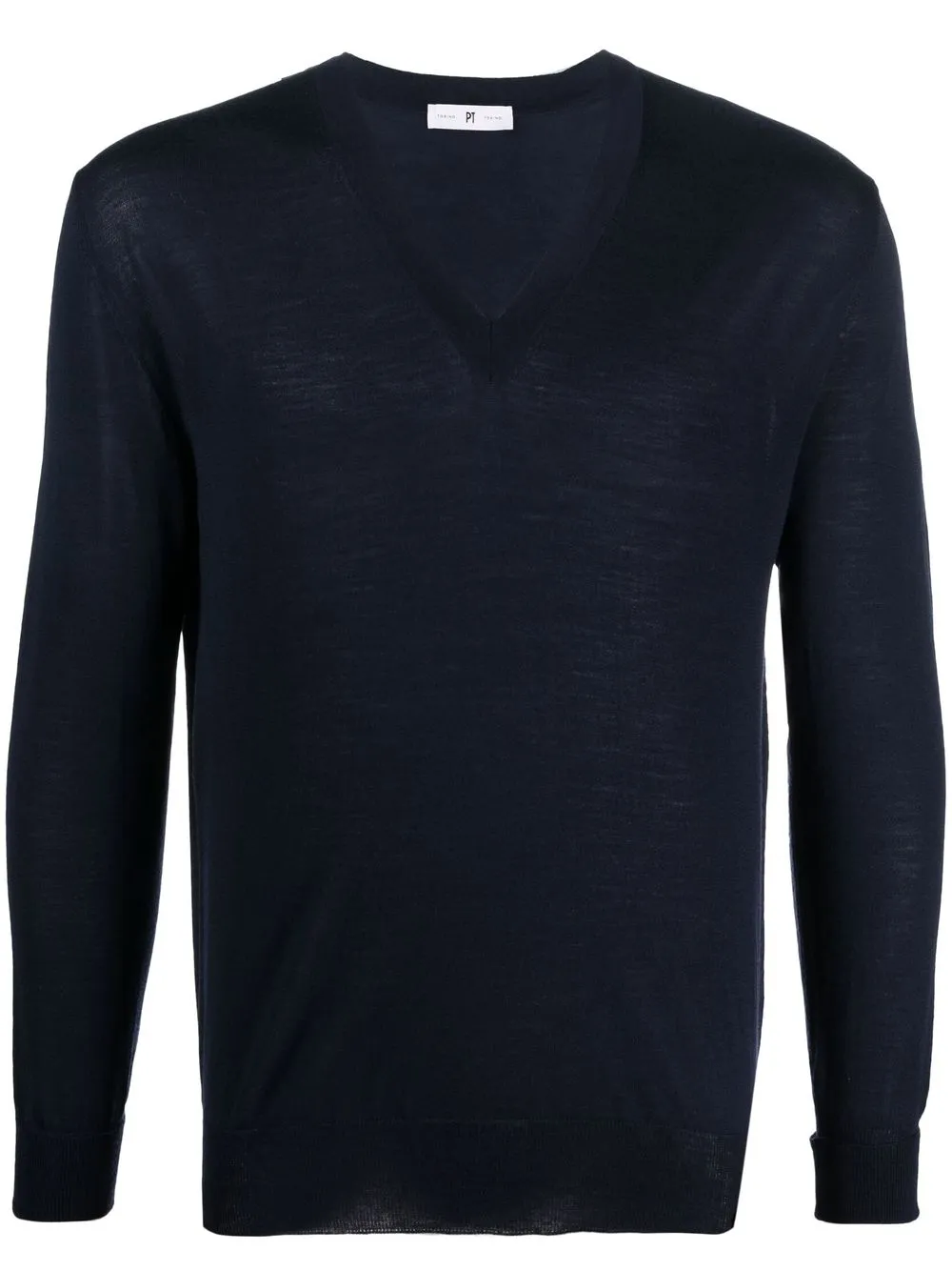 Pt Torino V-neck Knitted Jumper In Blue