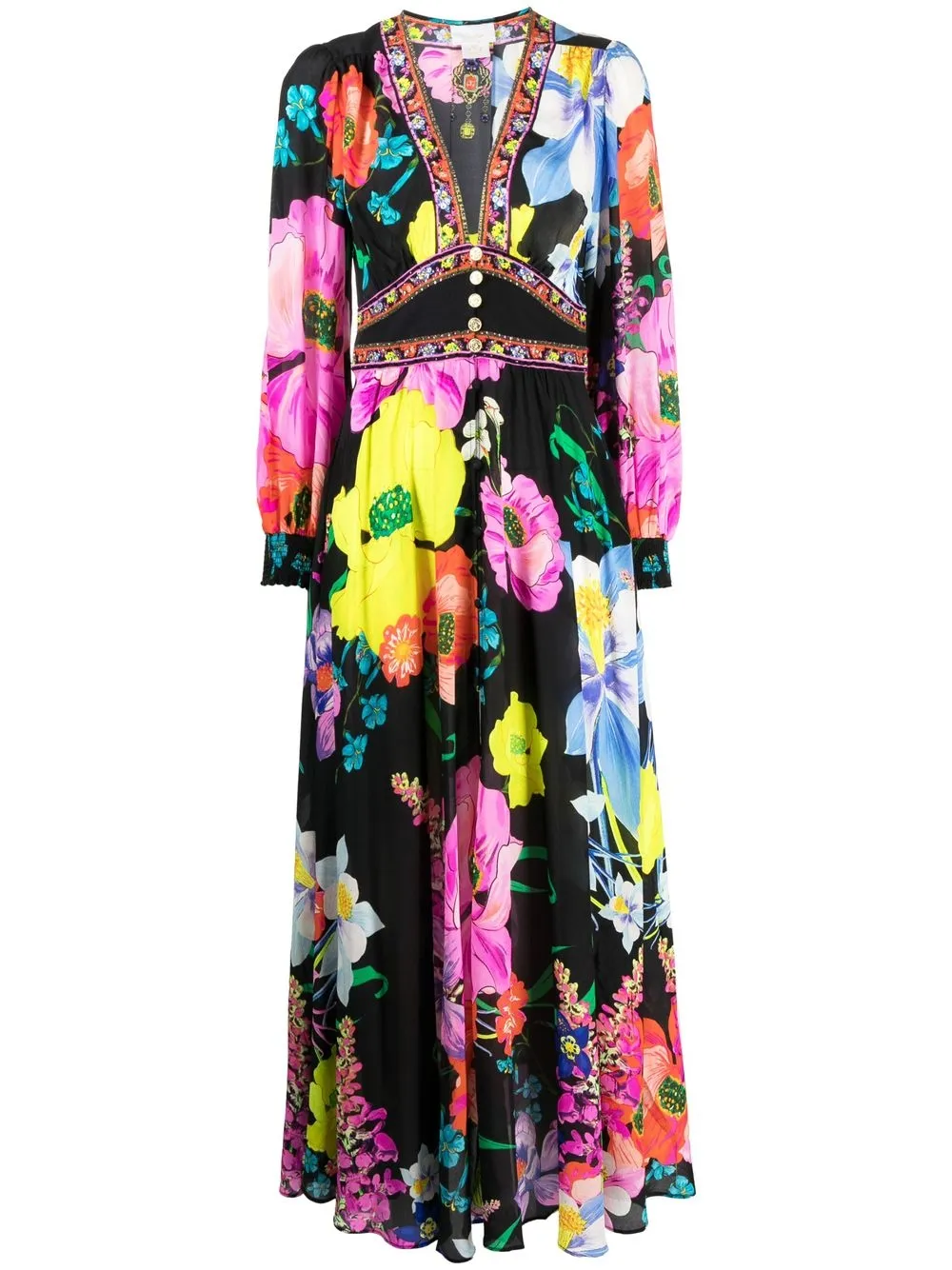

Camilla long-sleeve maxi dress - Multicolour