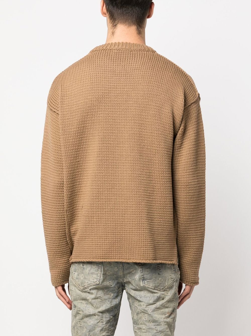 Shop Ten C Crew-neck Chunky-knit Jumper In Brown