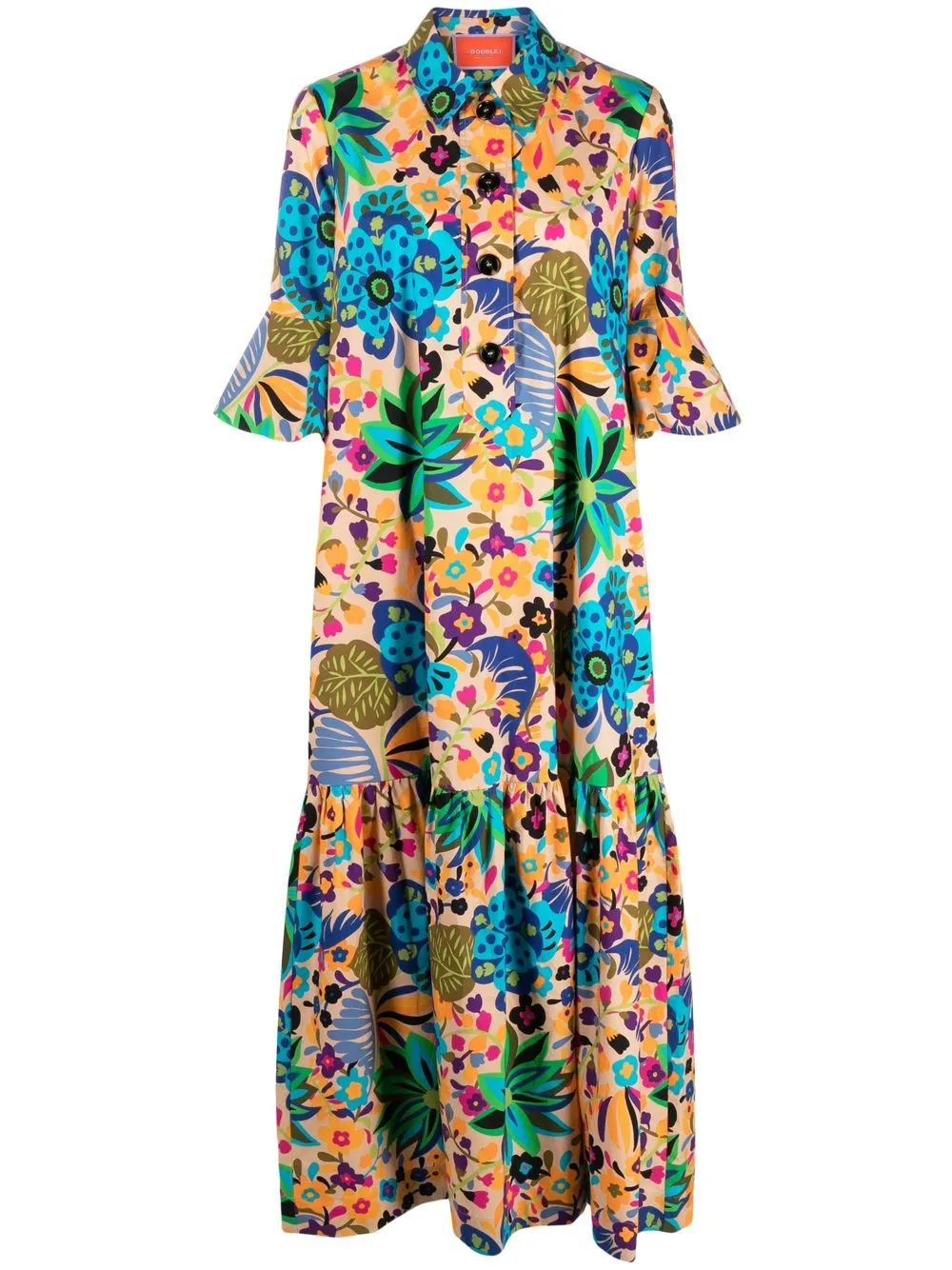 LA DOUBLEJ FLORAL-PATTERN SHIFT MIDI DRESS