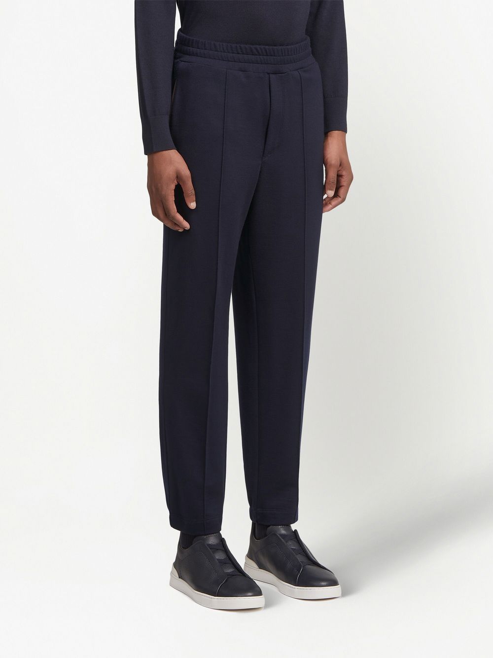 Shop Zegna Tapered-leg Track-pants In Blue