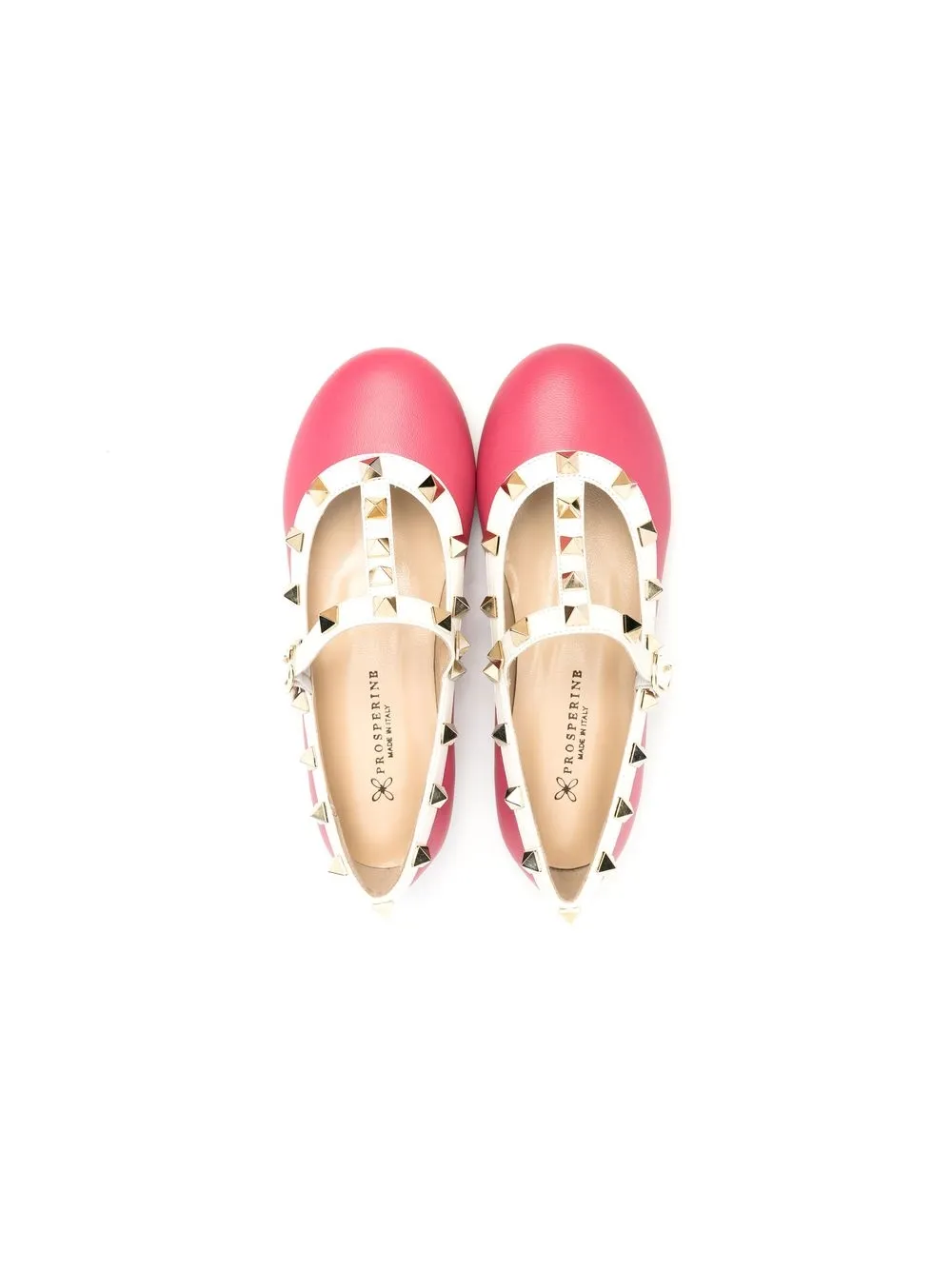 Shop Prosperine Stud-detail Leather Ballerina Shoes In Pink