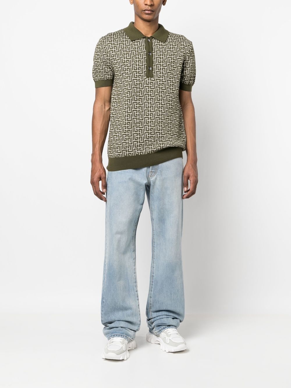 Balmain monogram-jacquard Polo Shirt - Farfetch